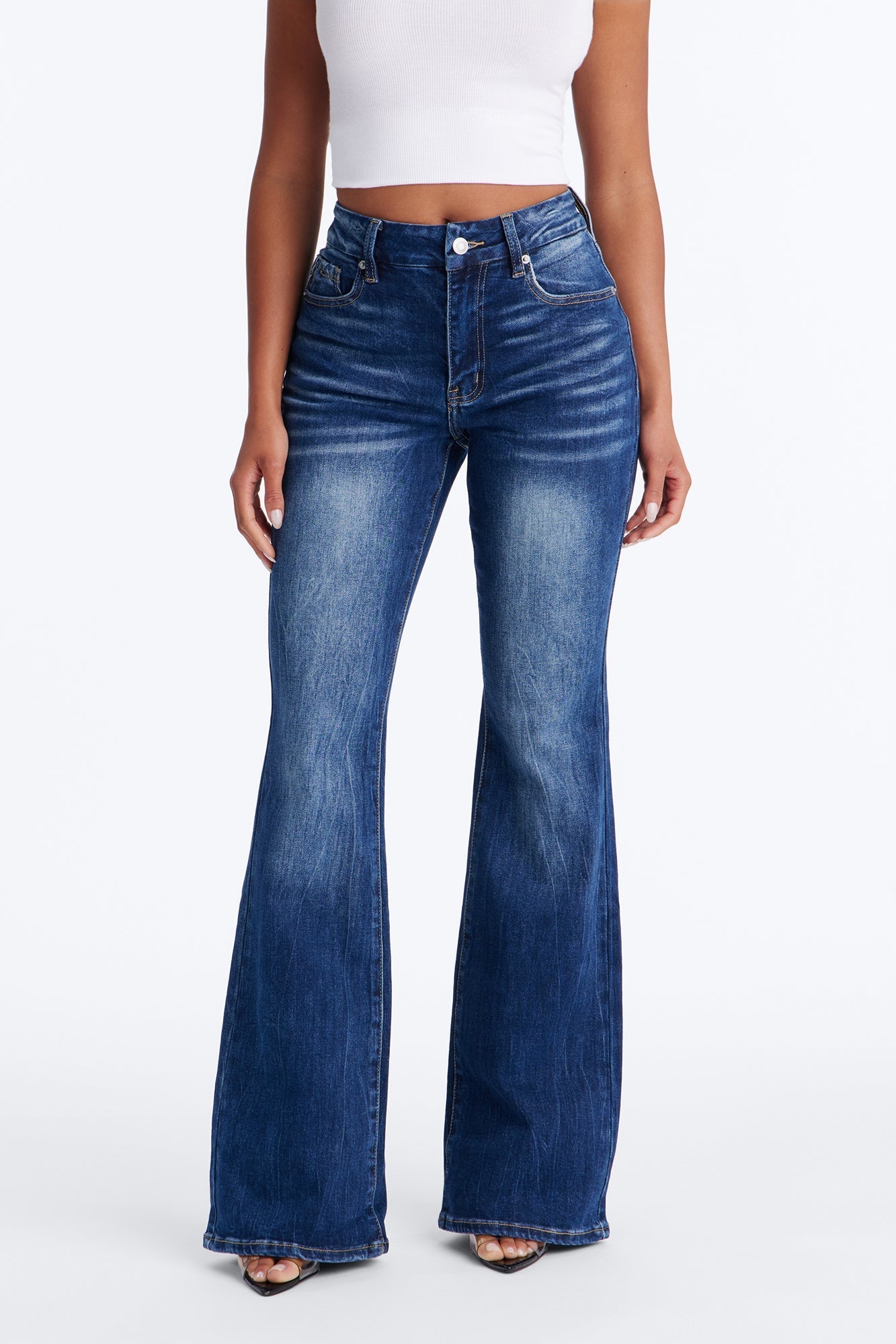 Classic Drift Stretch Flare Jeans - Medium Wash NEWFASHIONEDGE