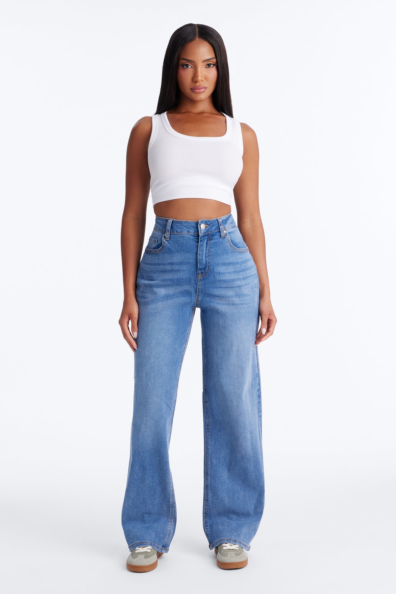 Arabella High Rise Stretch Straight Leg Jeans - Medium Wash Fashion Nova