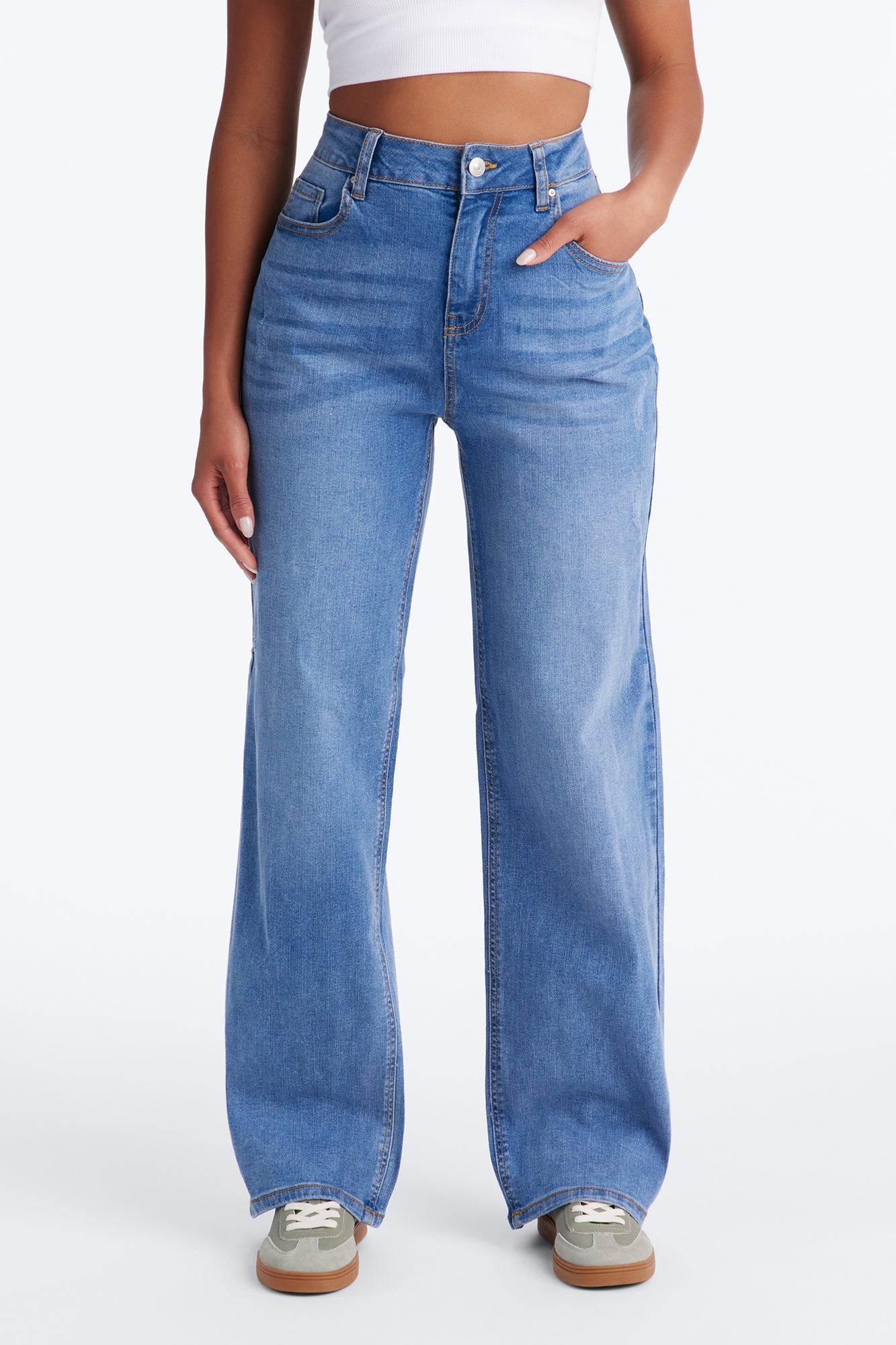 Arabella High Rise Stretch Straight Leg Jeans - Medium Wash Fashion Nova