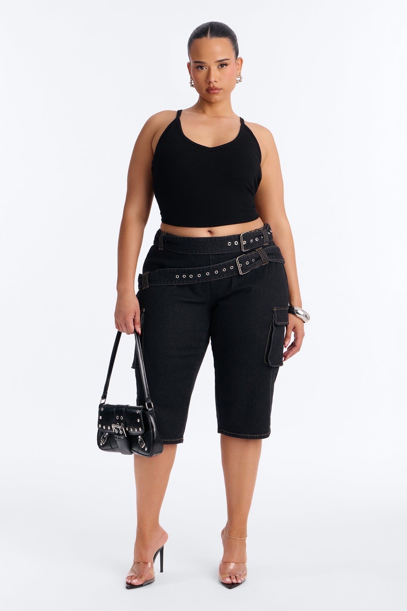 Top Secret Low Rise Skinny Capri Jeans - Black Wash NEWFASHIONEDGE