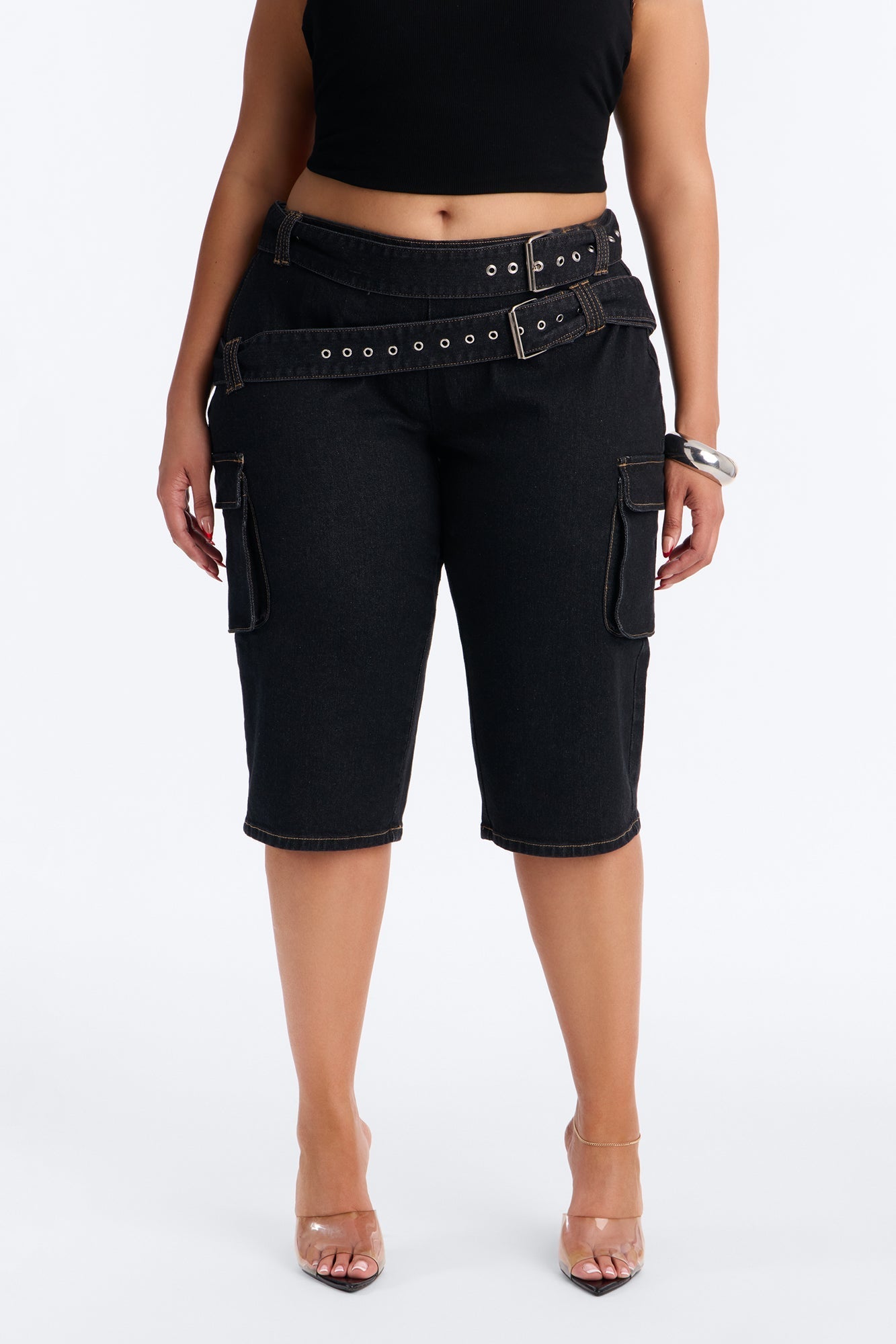 Top Secret Low Rise Skinny Capri Jeans - Black Wash NEWFASHIONEDGE