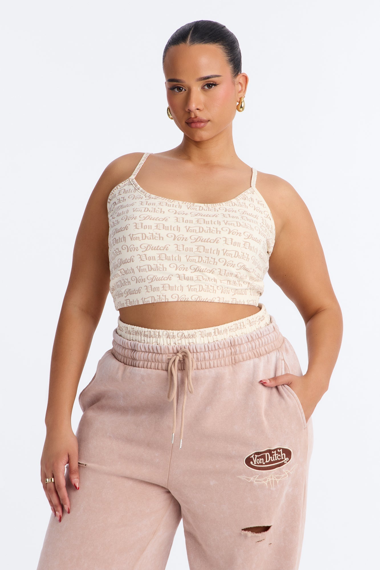 Von Dutch All Over Micro Tank - Taupe NEWFASHIONEDGE
