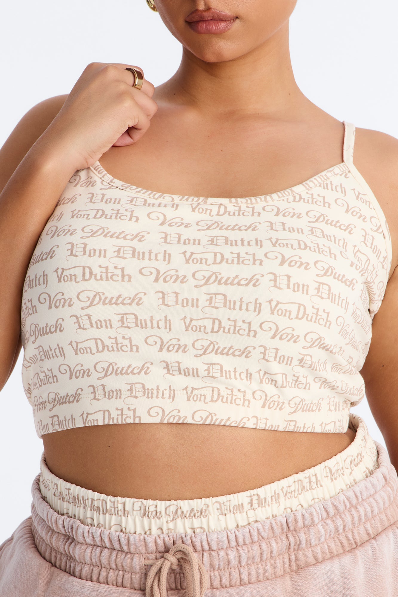 Von Dutch All Over Micro Tank - Taupe