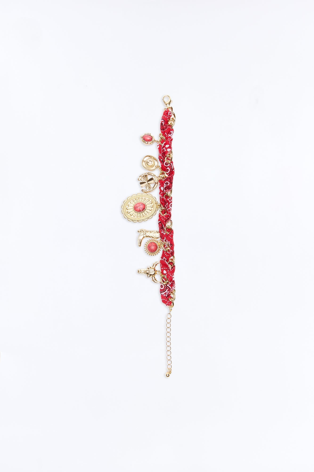 Cowgirl Spirit Charms Bracelet - Gold/Red