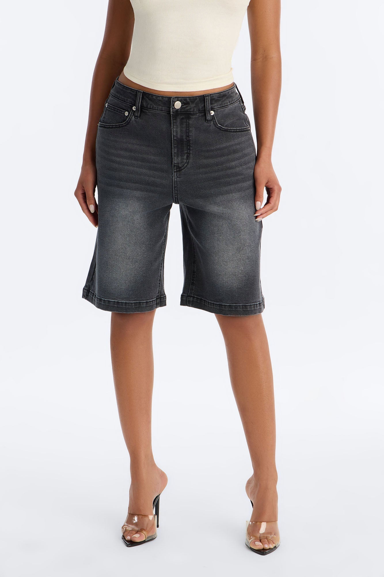 Around The Corner Denim Bermuda Shorts - Black