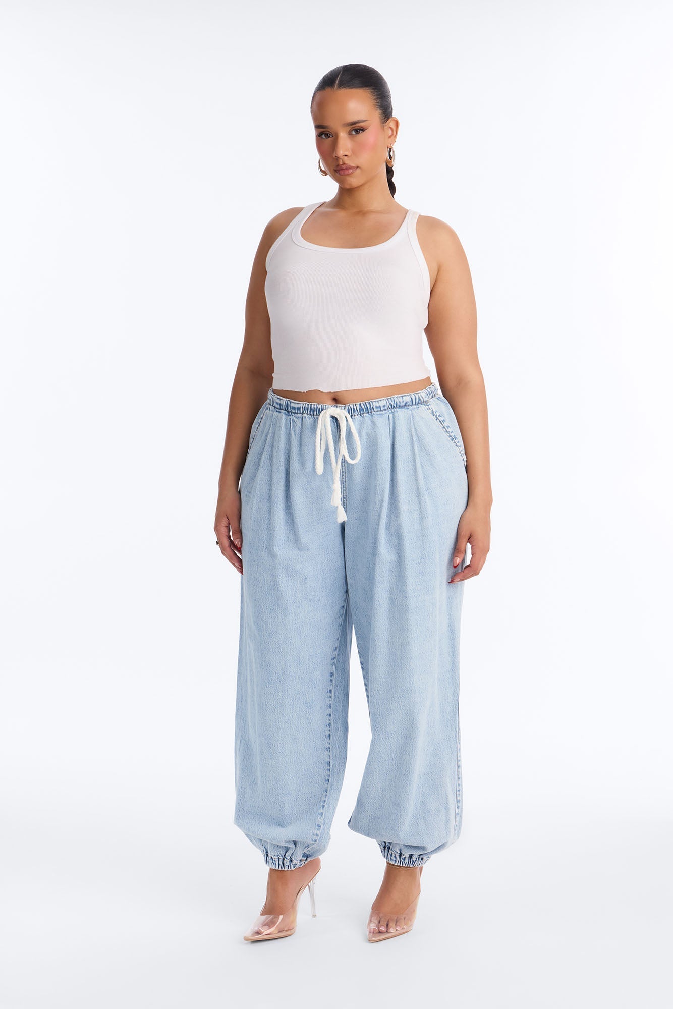 Bahama Babe Low Waist Pull On Jeans - Light Wash