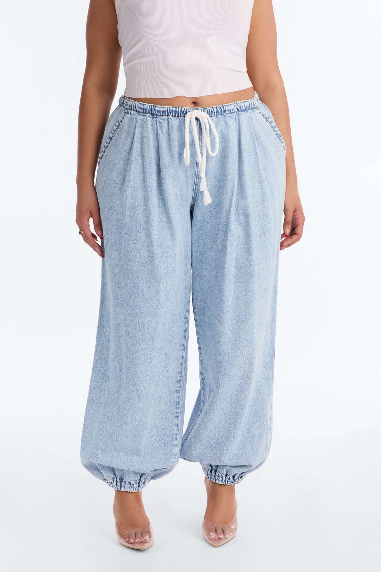 Bahama Babe Low Waist Pull On Jeans - Light Wash