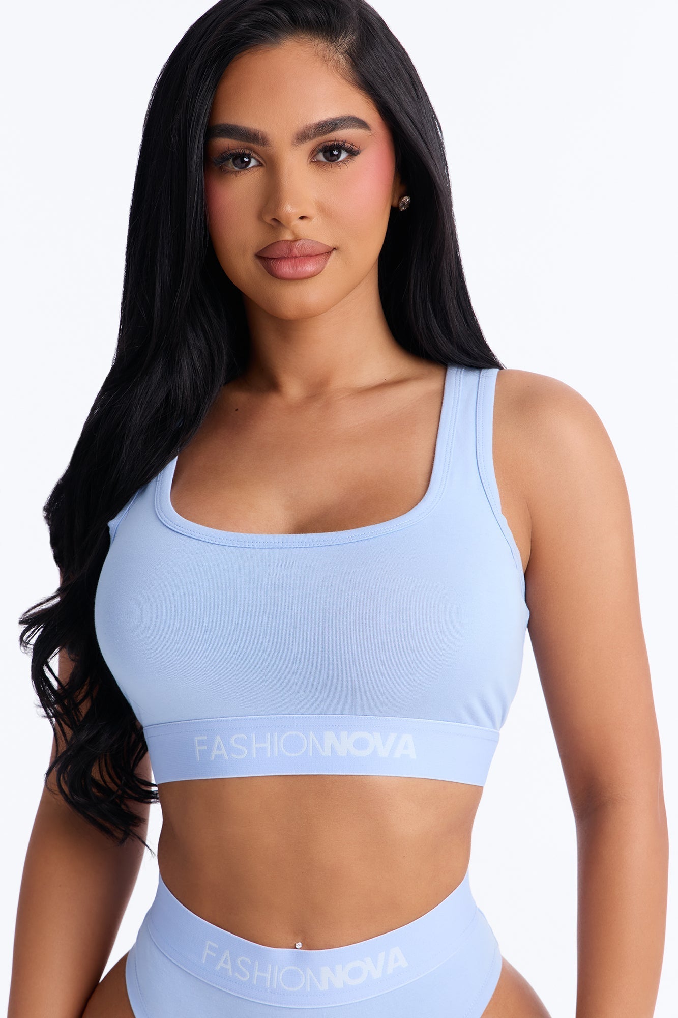 FN Mood Tank Bralette And Panty Set - Light Blue