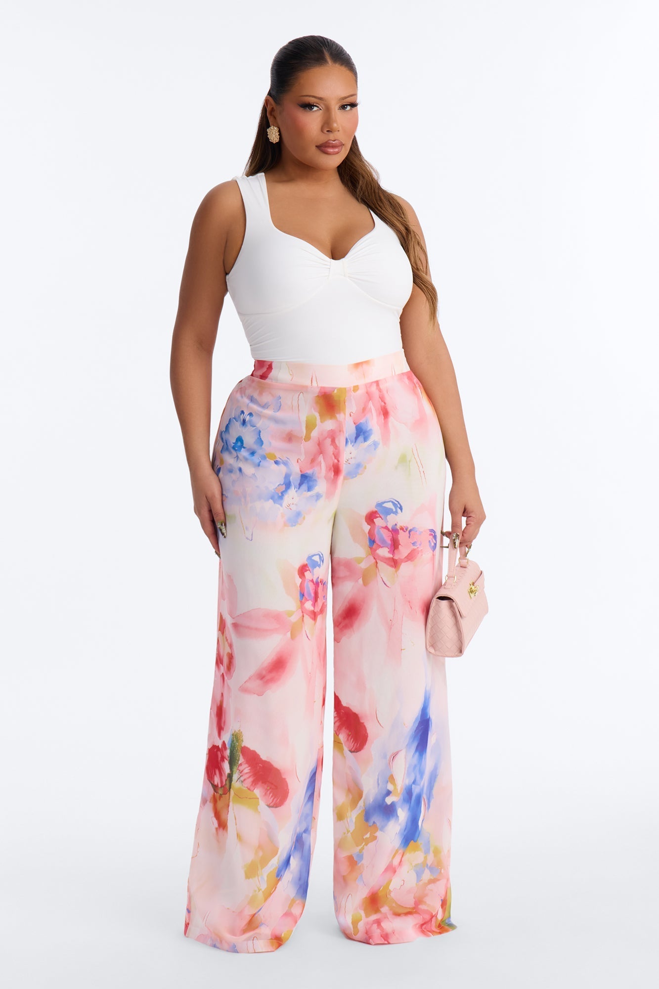 Alexandria High Rise Chiffon Wide Leg Pant - Multi Color