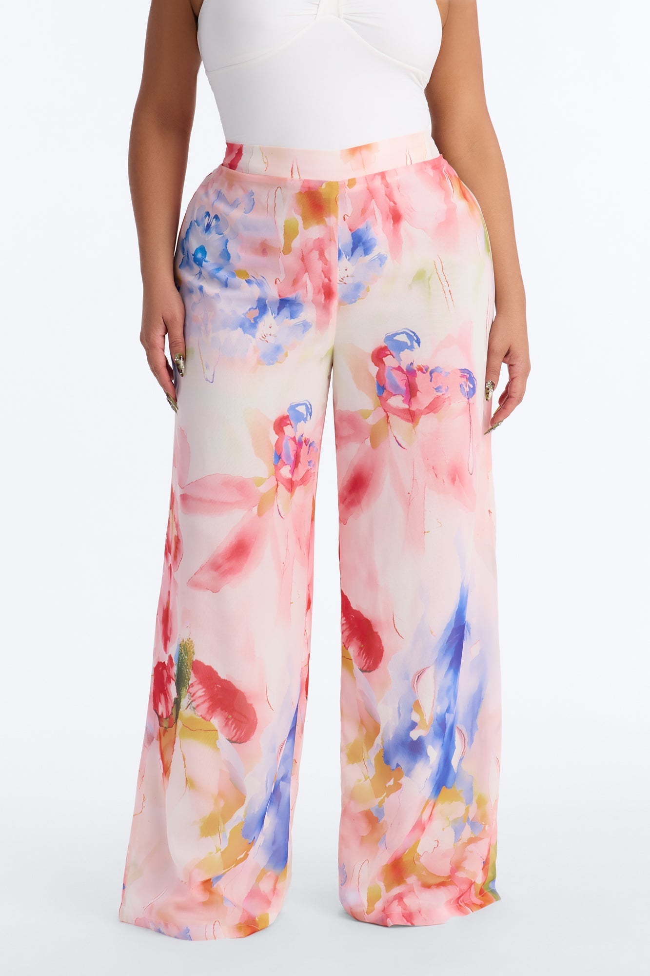 Alexandria High Rise Chiffon Wide Leg Pant - Multi Color