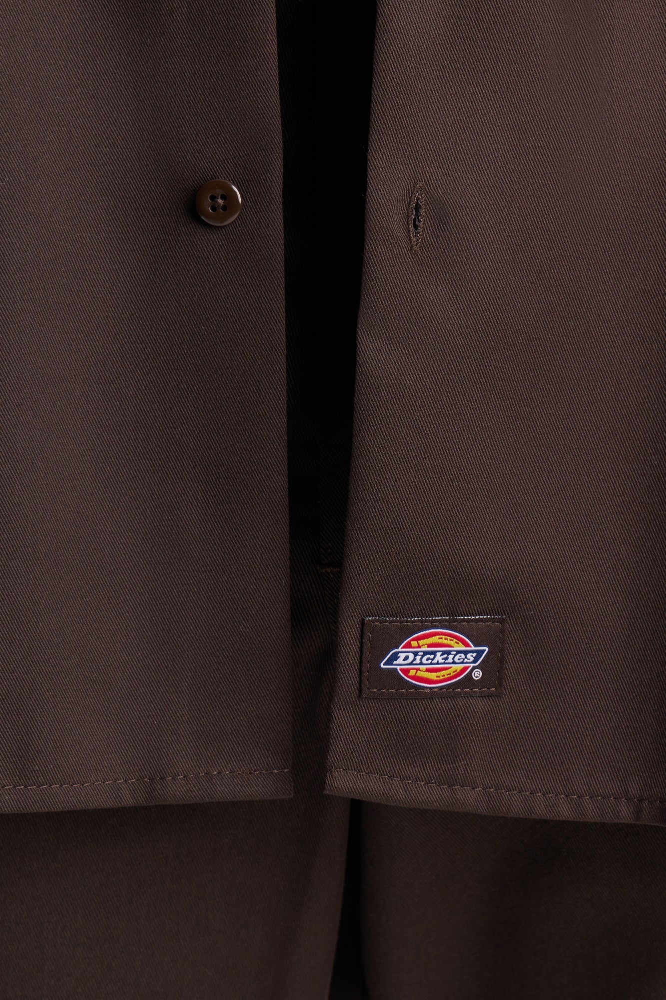 Dickies Twill Long Sleeve Work Shirt - Dark Brown