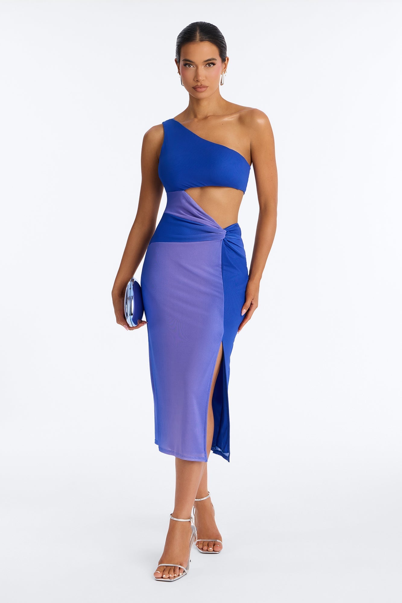 Natalia Ombre Mesh Midi Dress - Blue