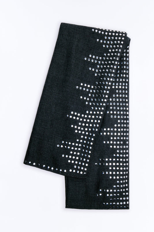 Born A Queen Studded Scarf - Grey