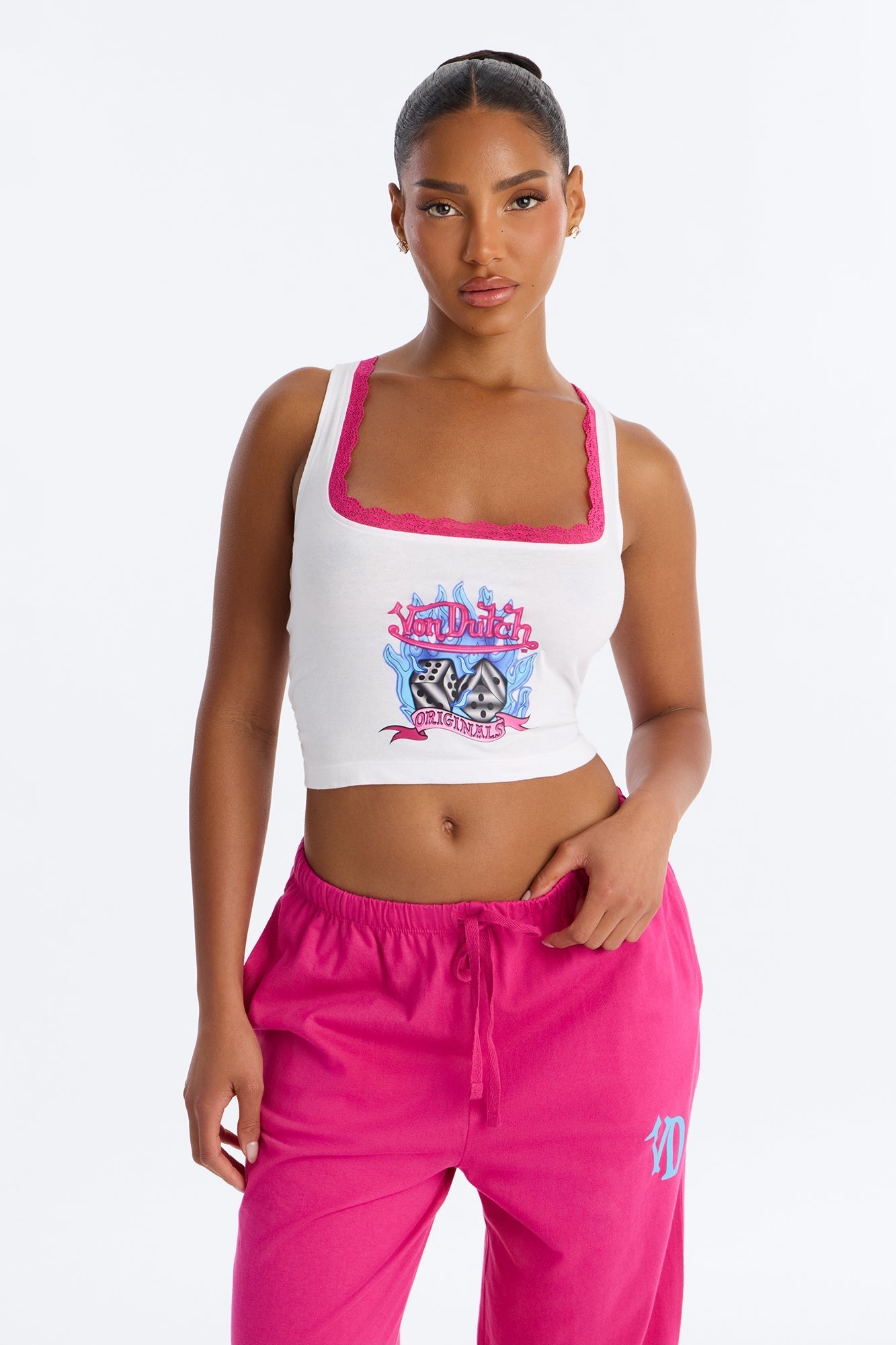 Von Dutch Roll The Dice PJ Pant Set - Magenta/combo