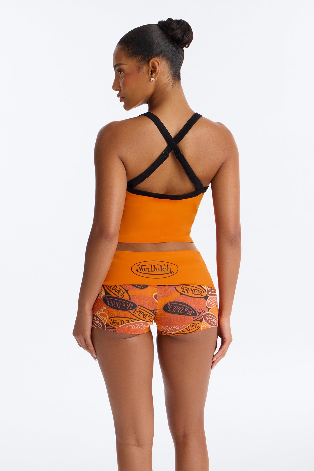 Von Dutch Logo PJ Short Set - Orange/combo