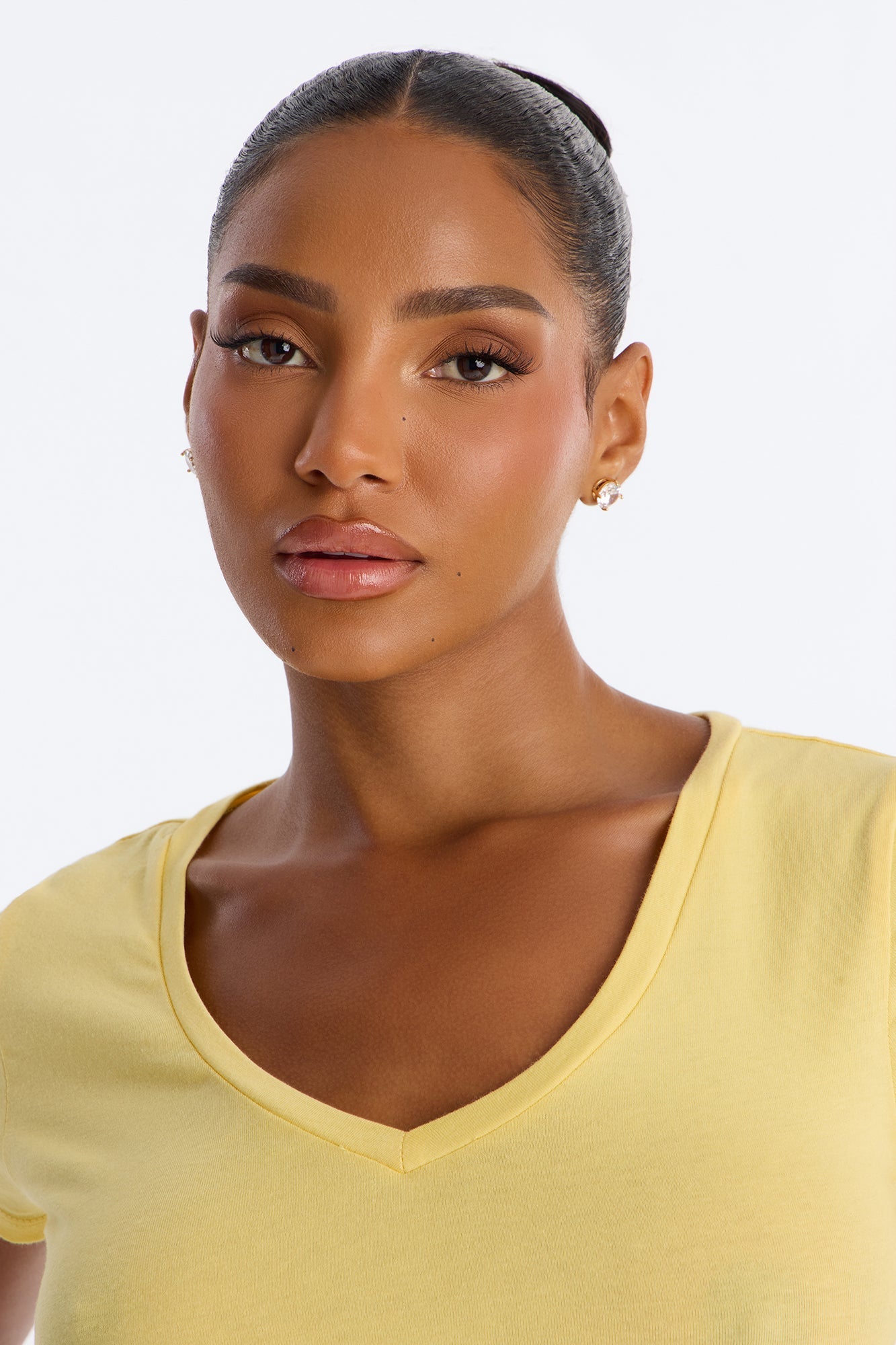 Kaitlyn V Neck Crop Top - Butter Yellow