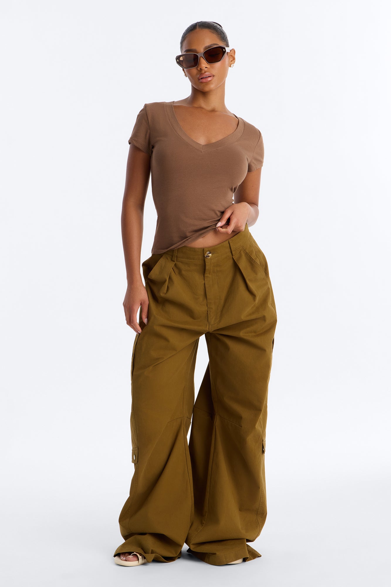 Ashley V-Neck Top - Mocha
