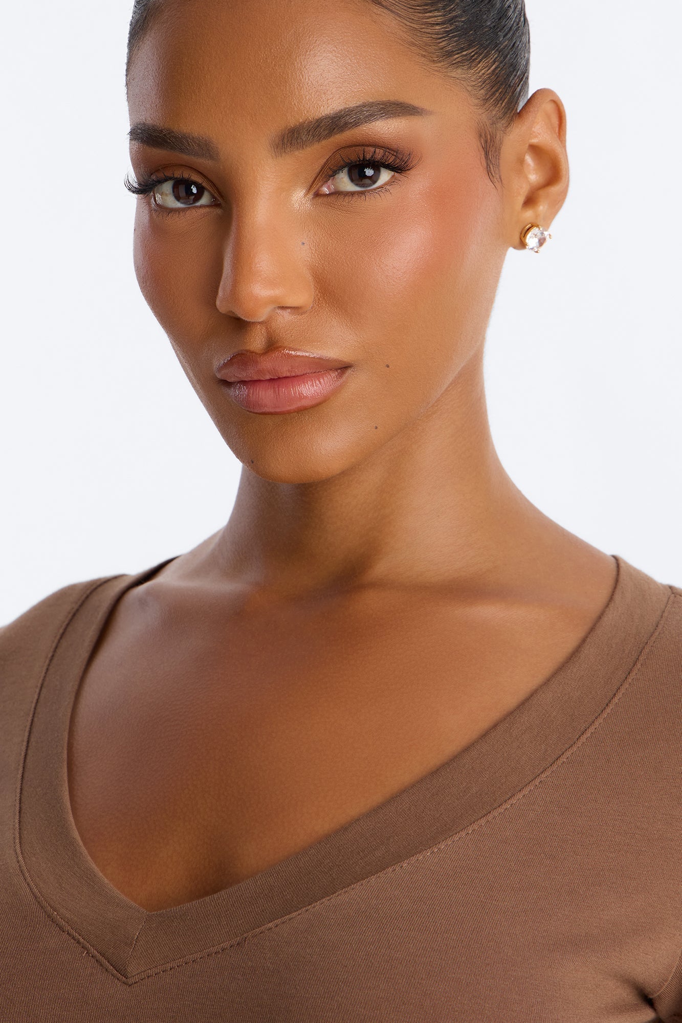 Ashley V-Neck Top - Mocha