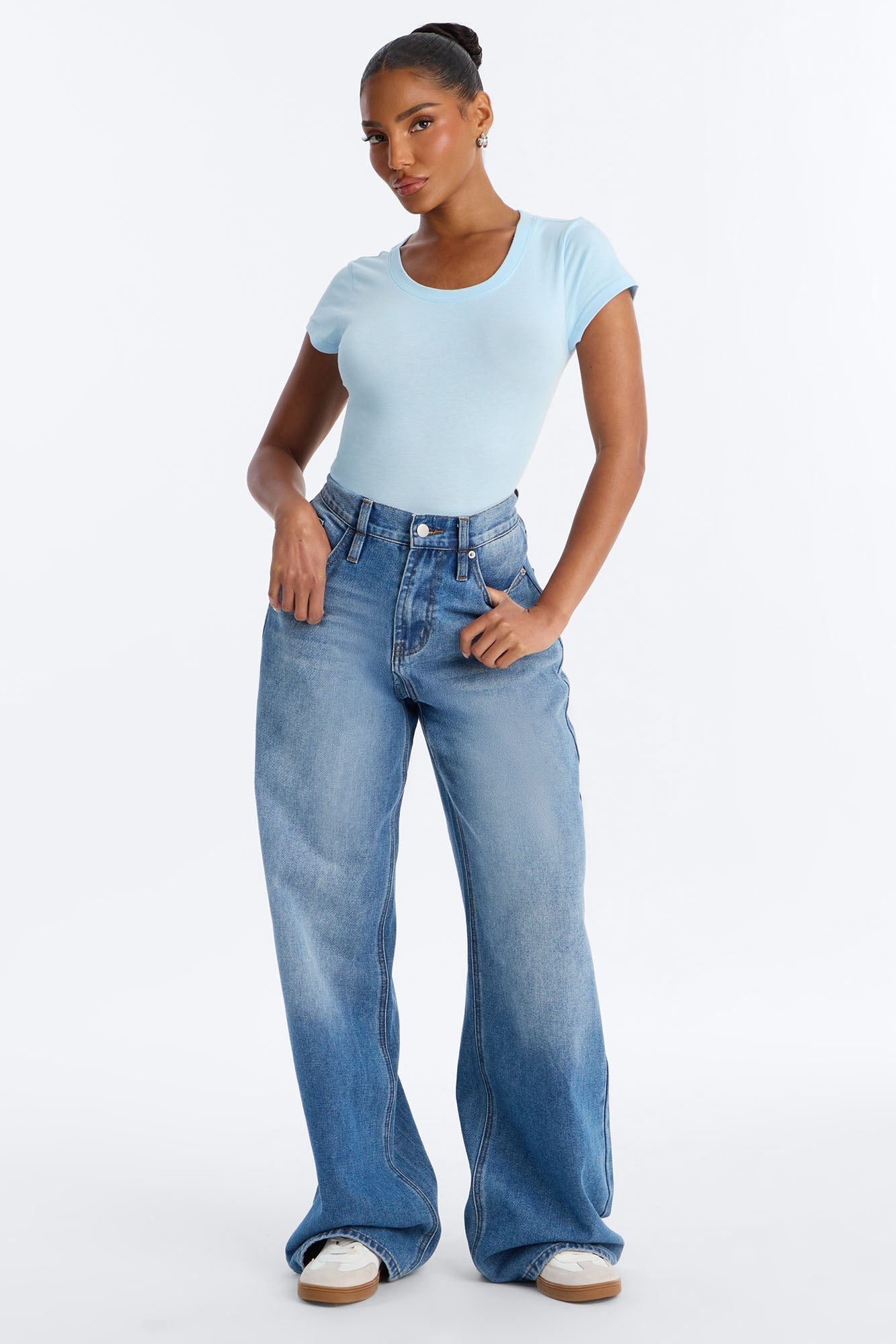 Sabrina Crew Neck Tee - Light Blue