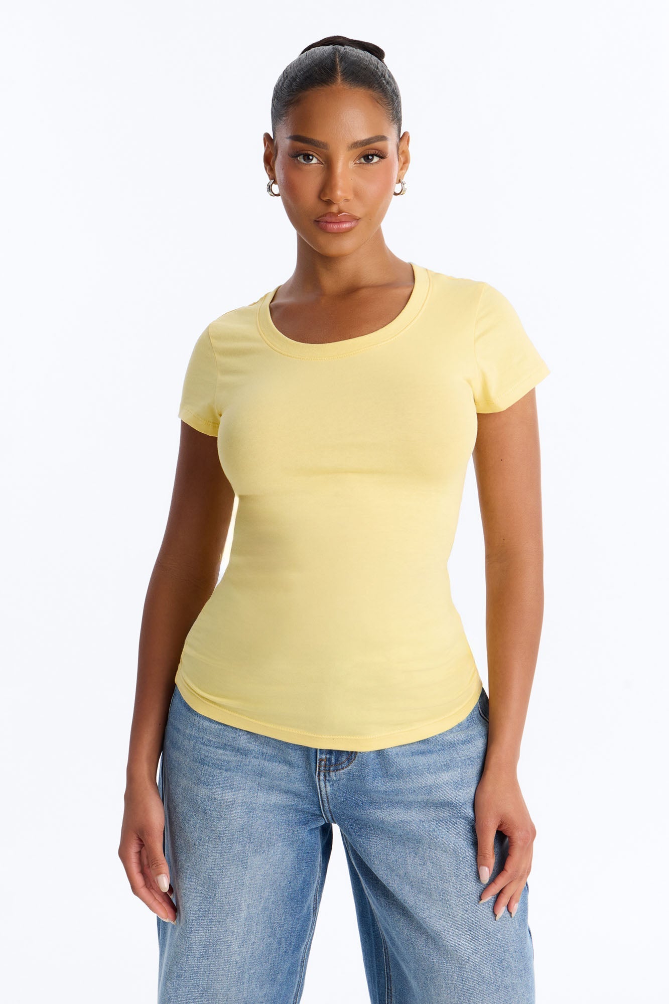 Sabrina Crew Neck Tee - Butter Yellow