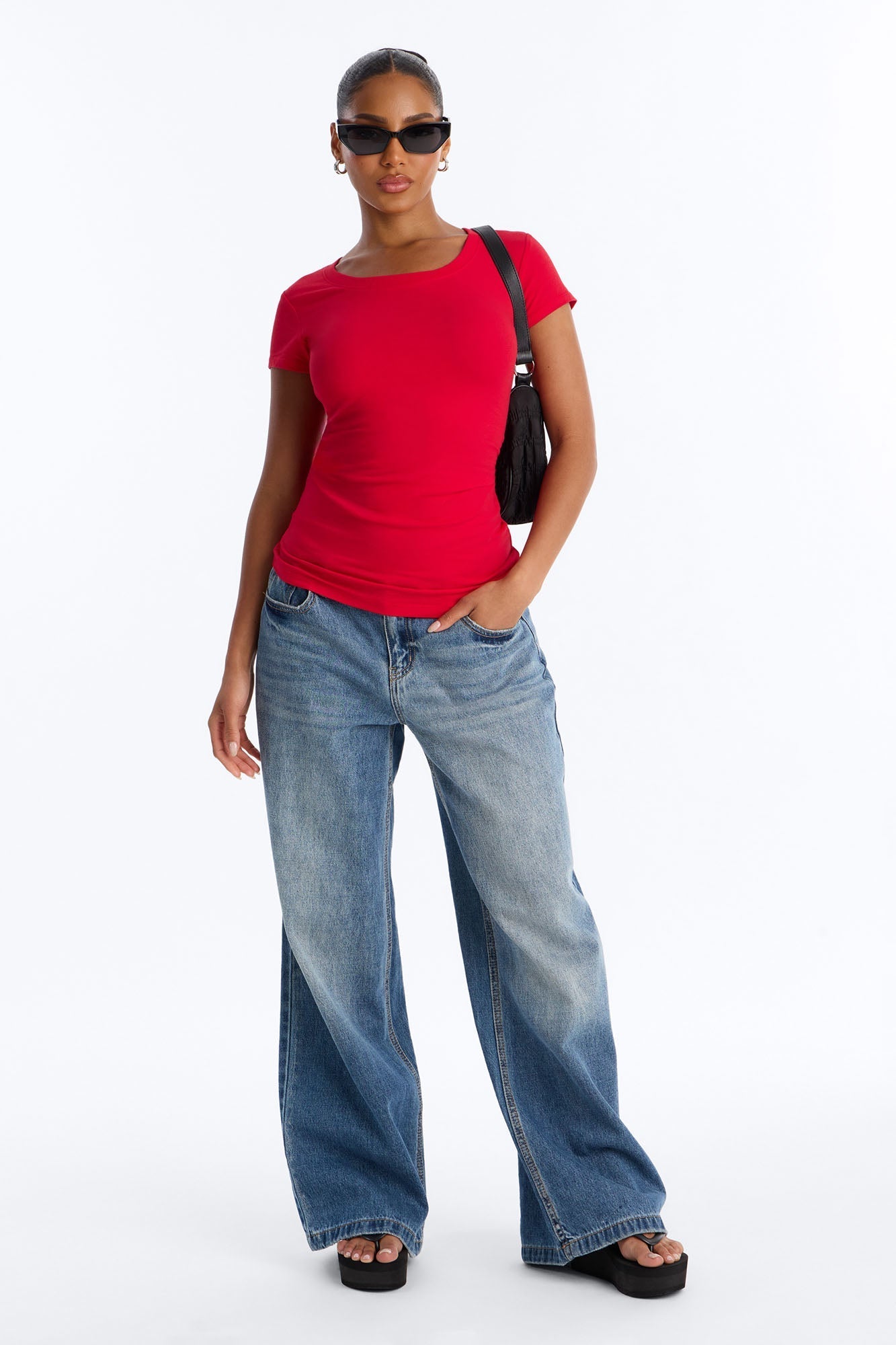 Sabrina Crew Neck Tee - Red
