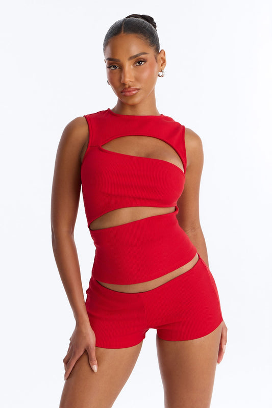Acacia Snatched Micro Mini Short Set - Red