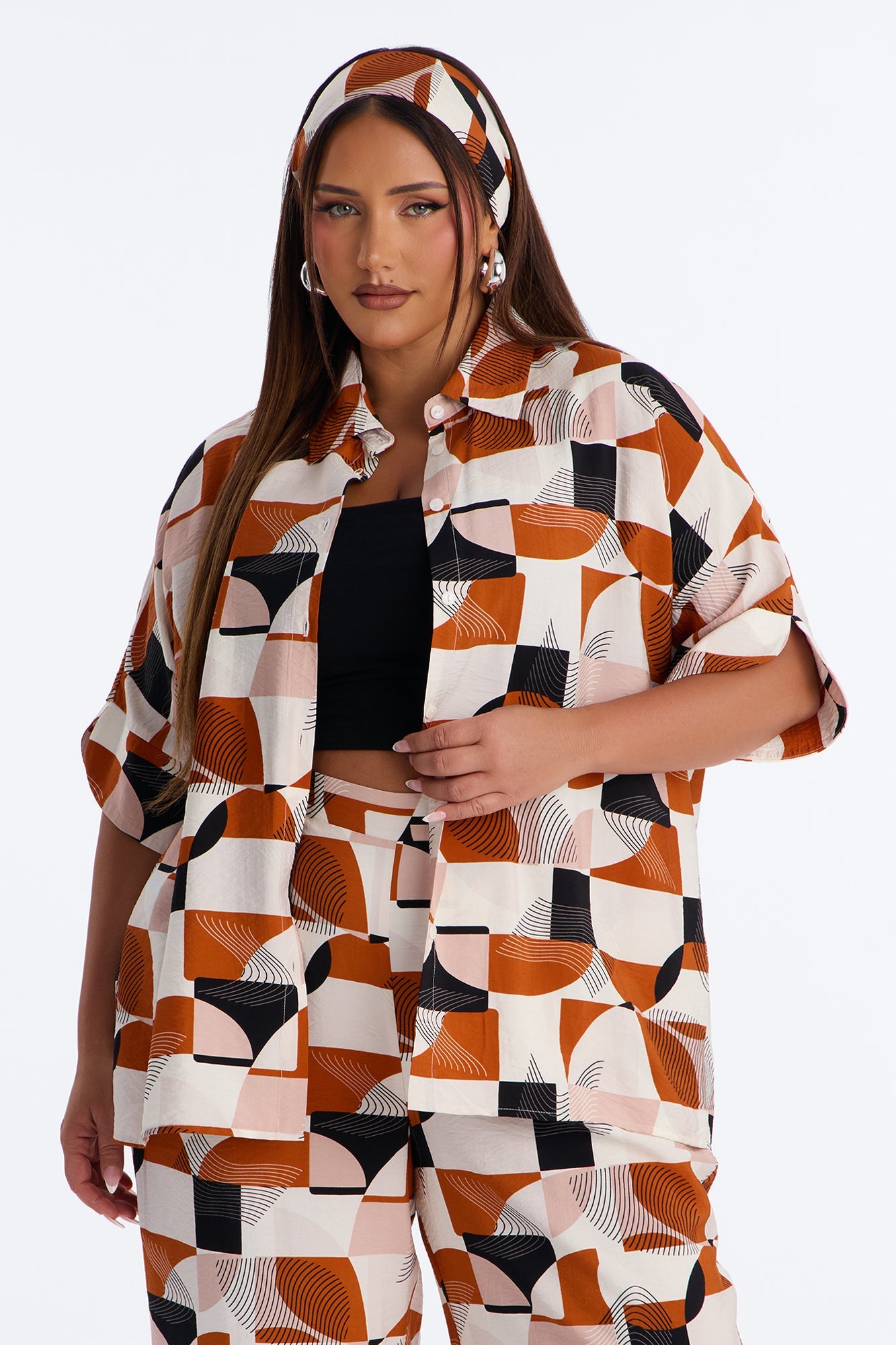 Savanna 3 Piece Pant Set - Rust/combo Fashion Nova