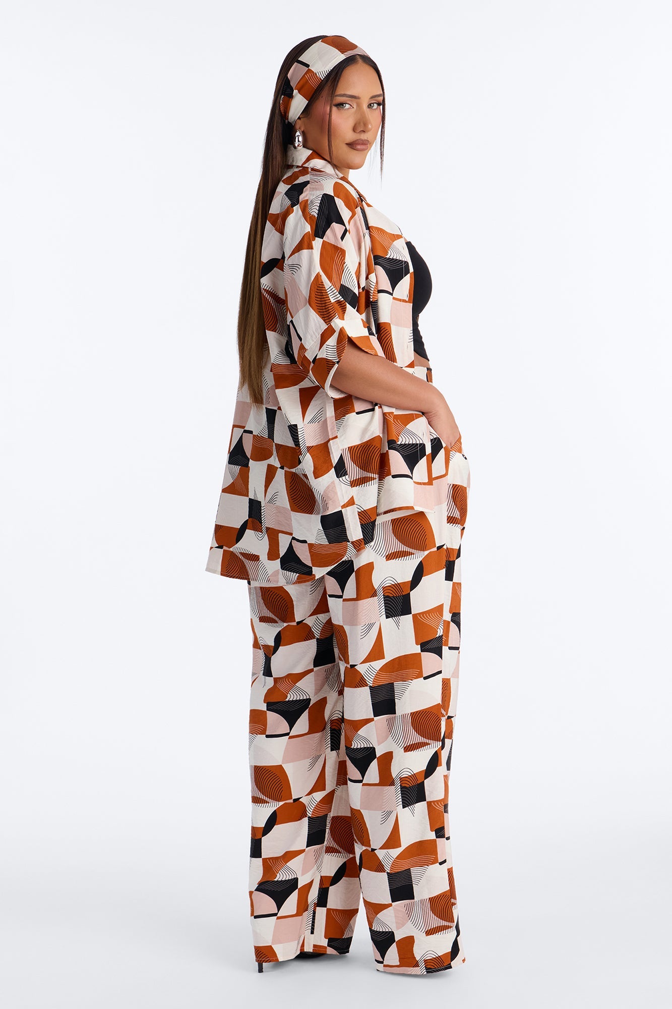 Savanna 3 Piece Pant Set - Rust/combo Fashion Nova