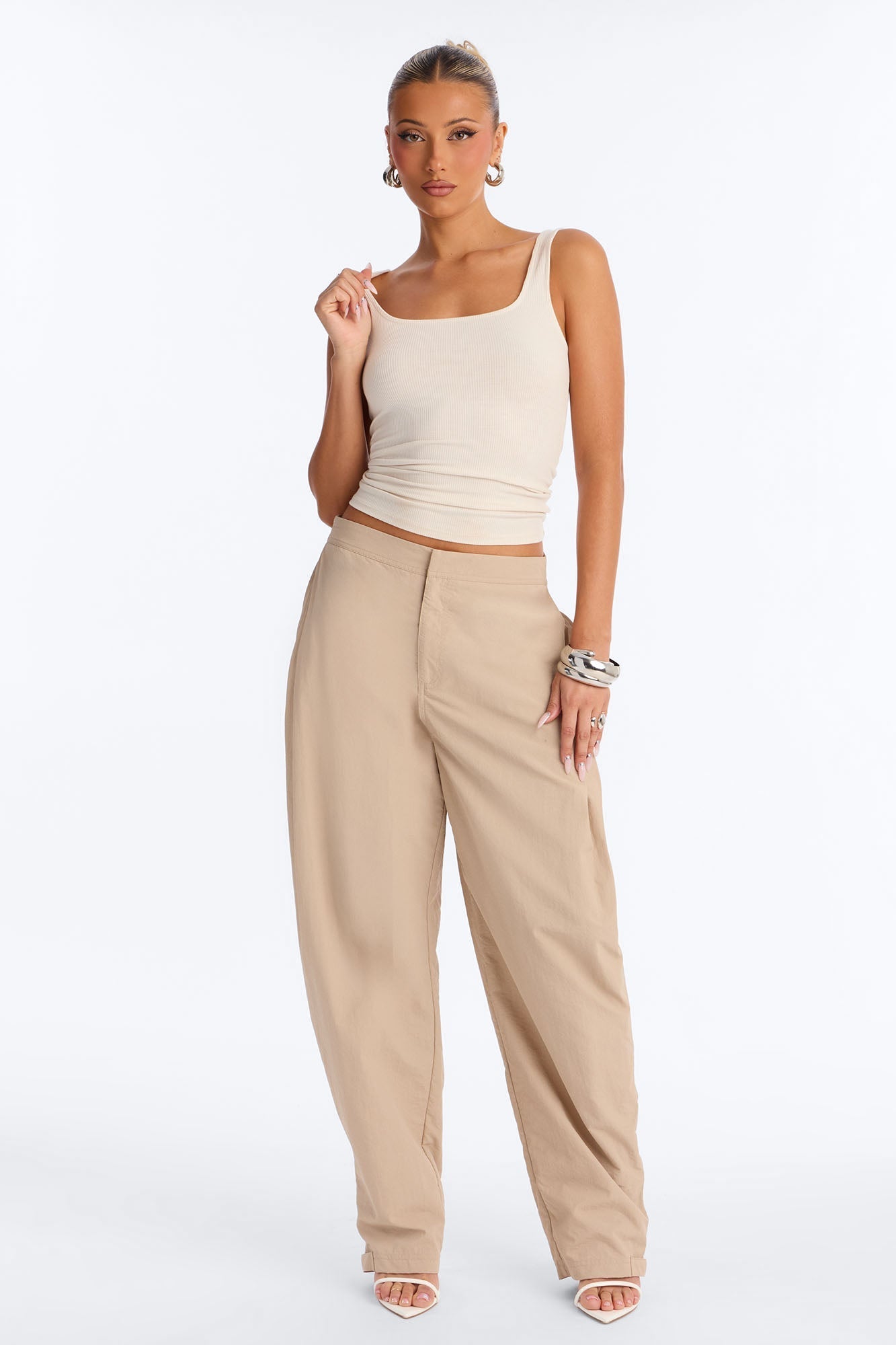 Nylon Windbreaker Pant - Stone