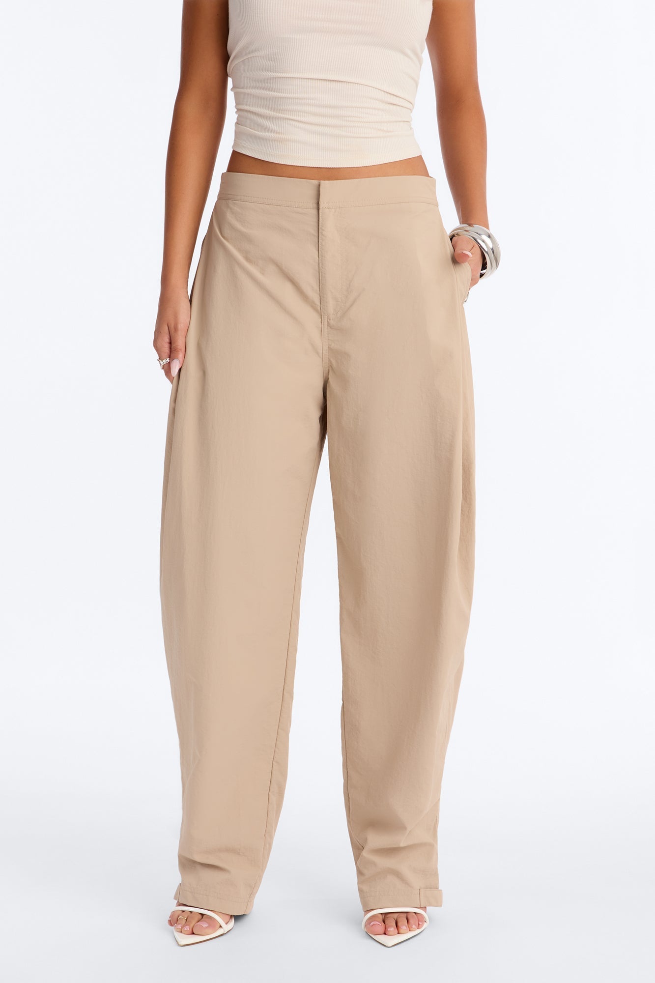Nylon Windbreaker Pant - Stone
