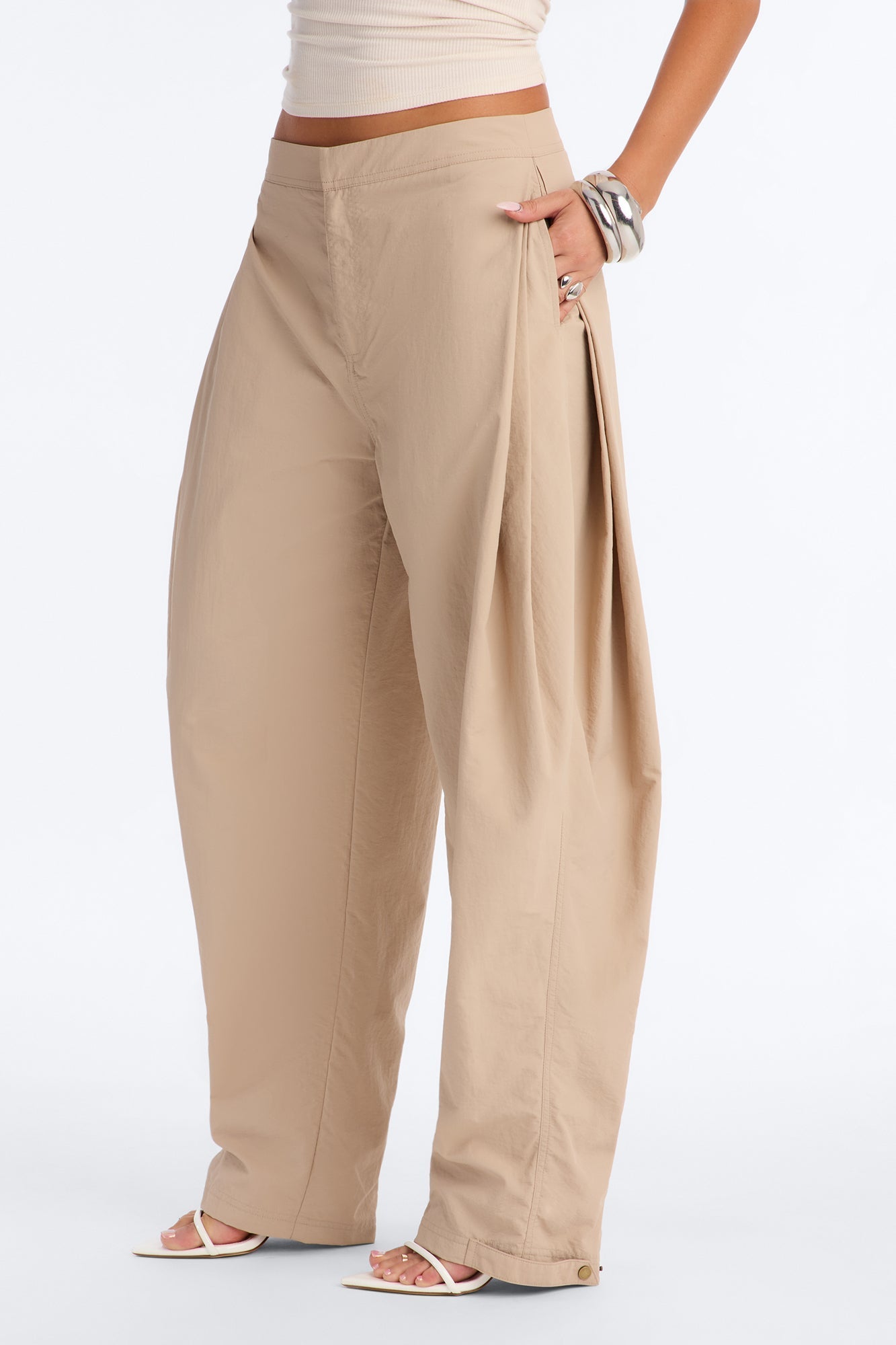 Nylon Windbreaker Pant - Stone