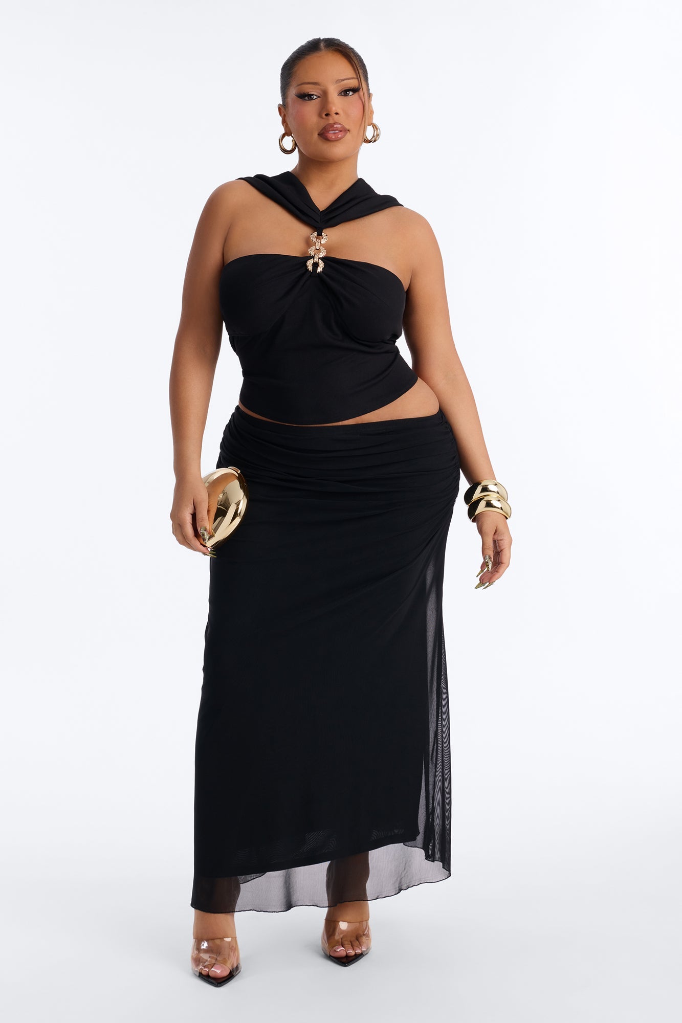 Break the Chain Ruched Sleeveless Top - Black