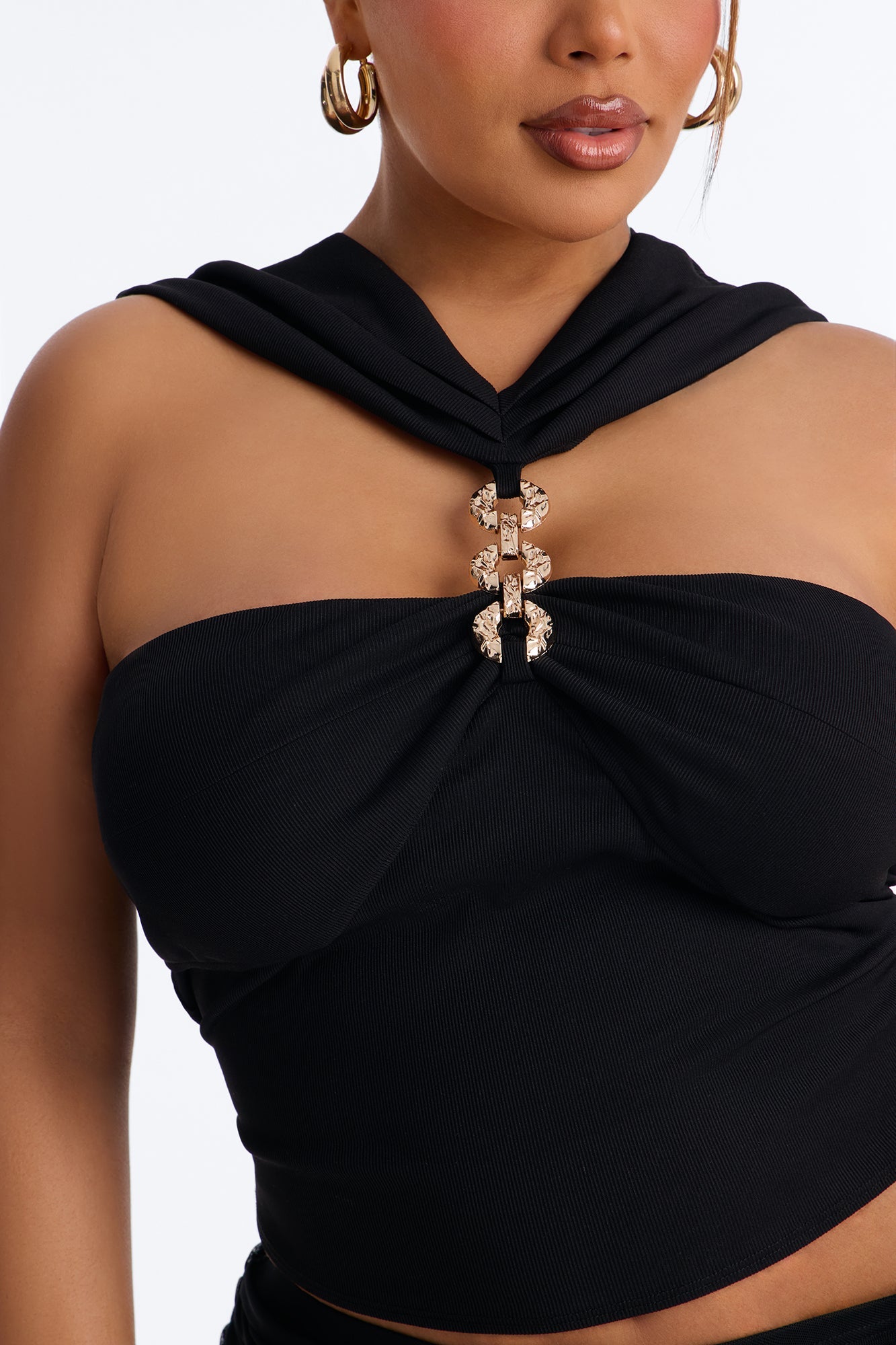 Break the Chain Ruched Sleeveless Top - Black