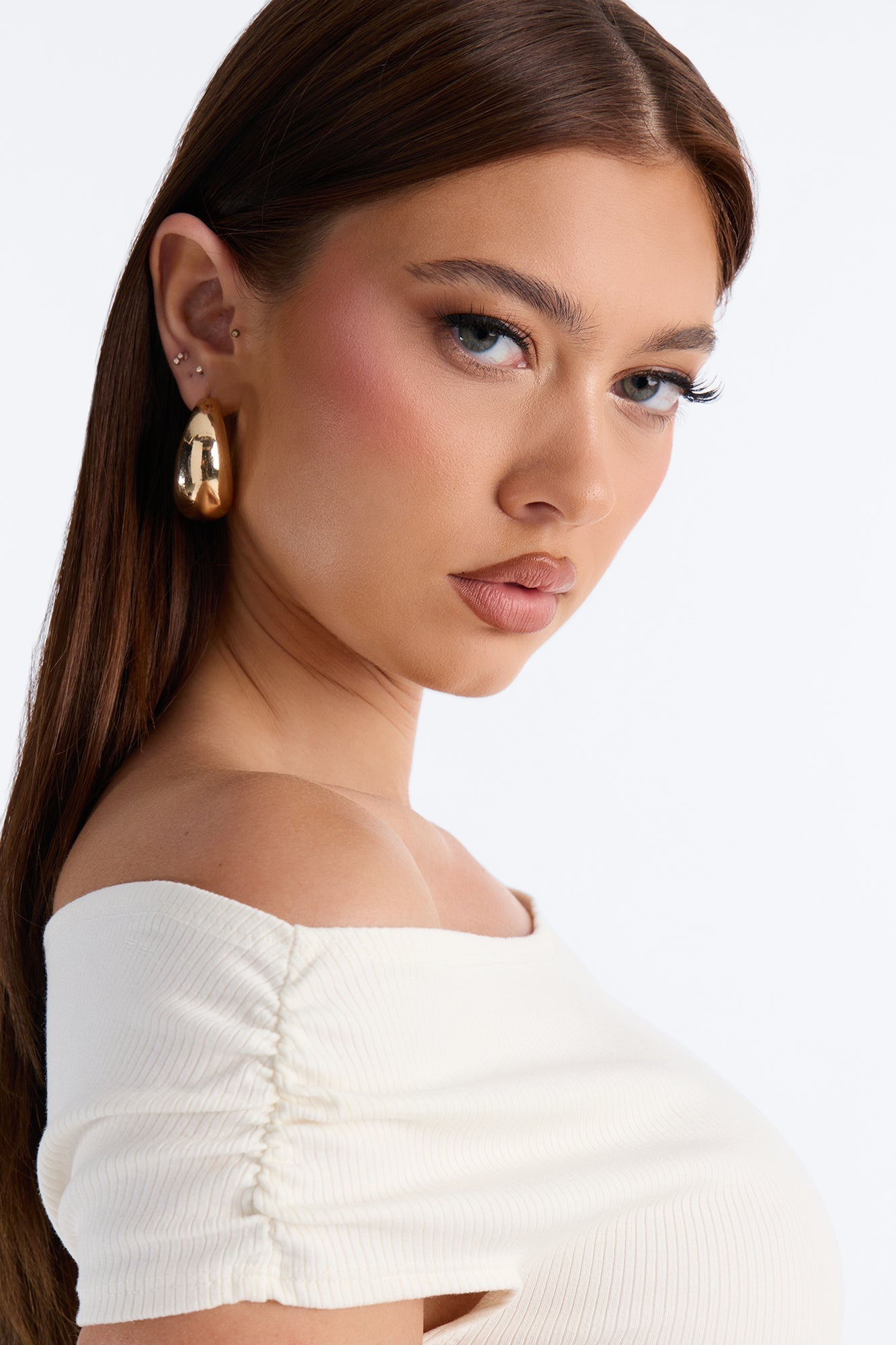Ariella Off Shoulder Snatched Capri Set - Off White