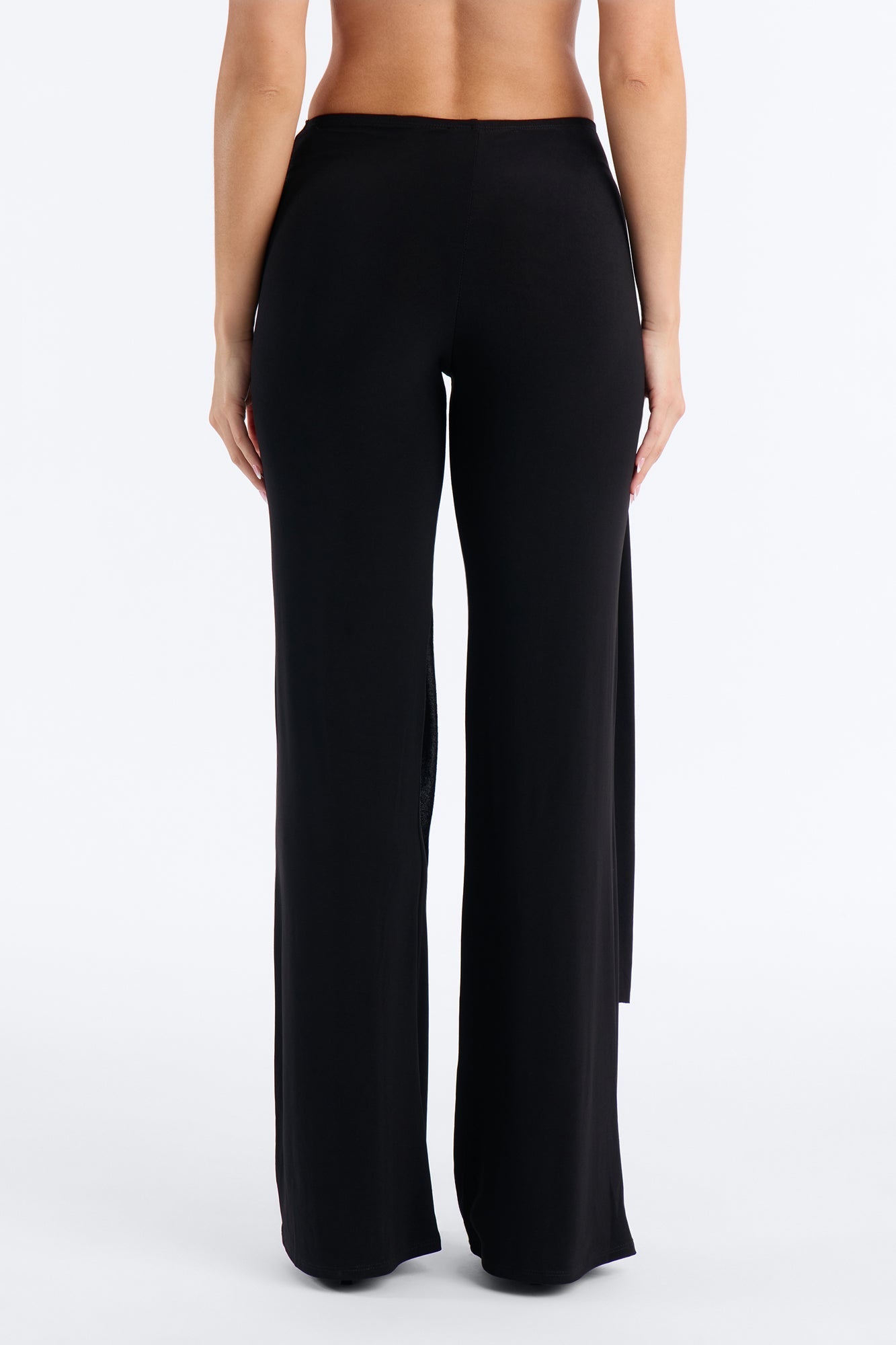 Sakura High Rise Tie Waist Flare Pants - Black