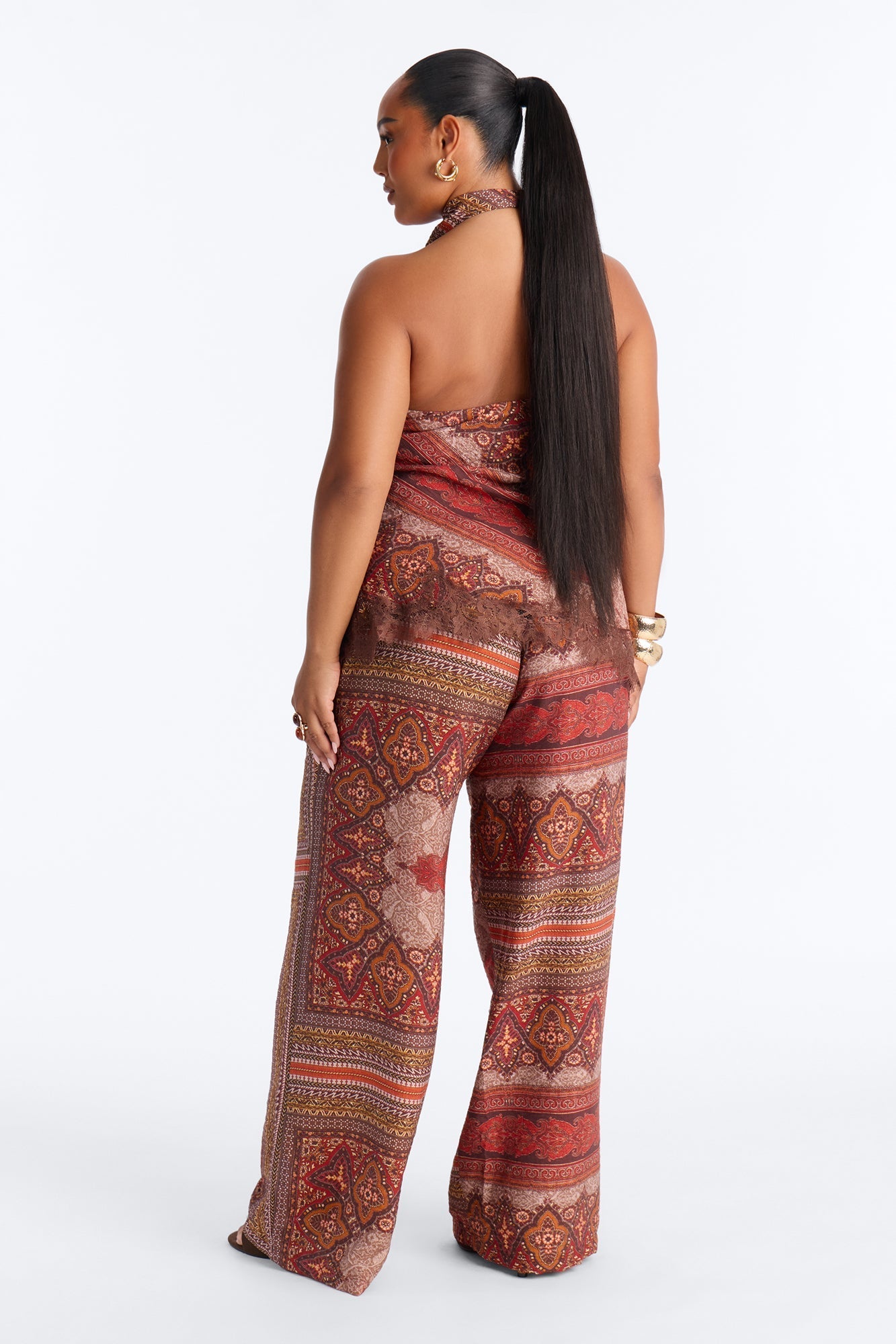Normani Paisley Halter Pant Set - Rust/combo