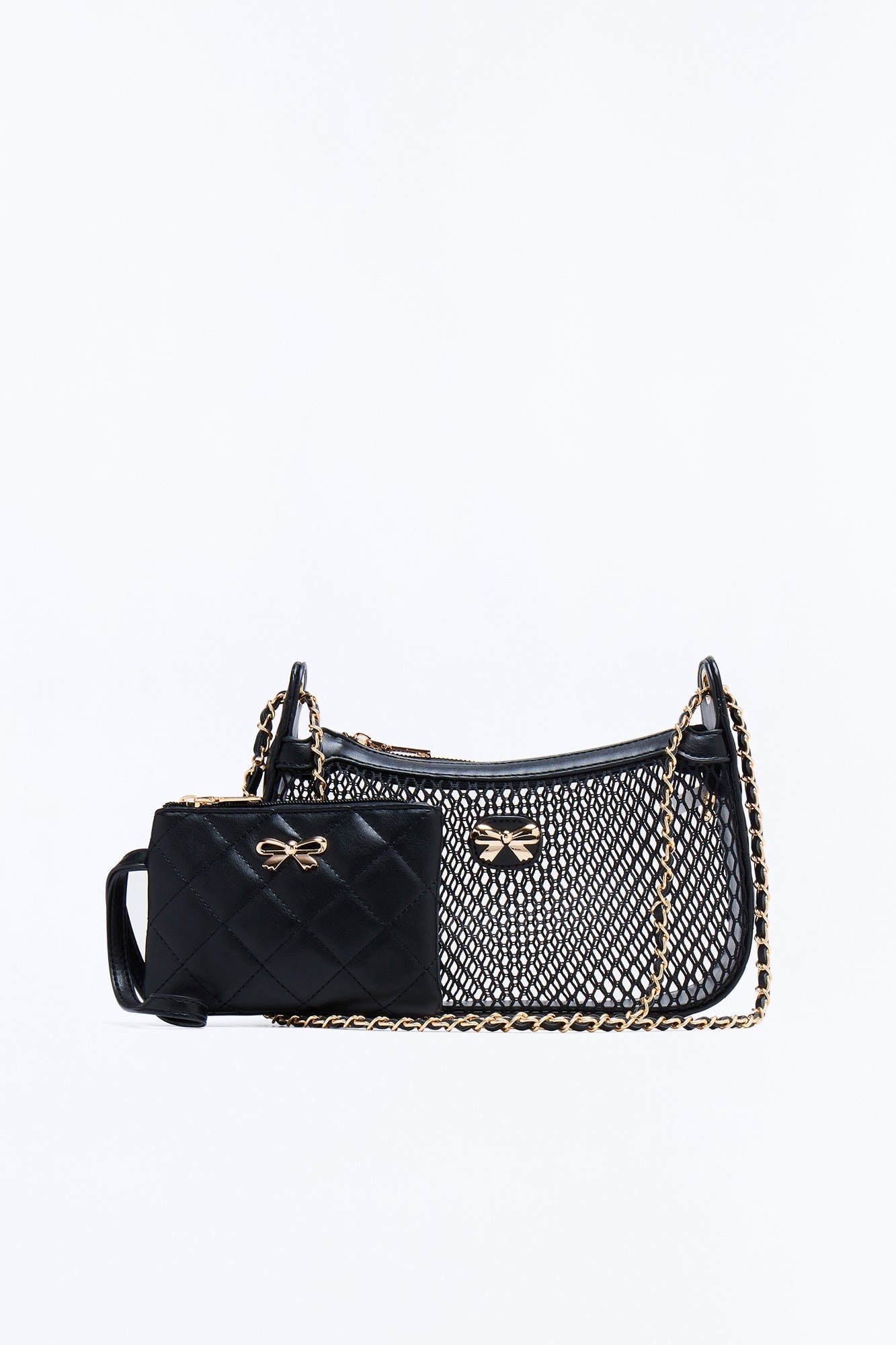 See Right Through Mesh Shoulder Bag - Black
