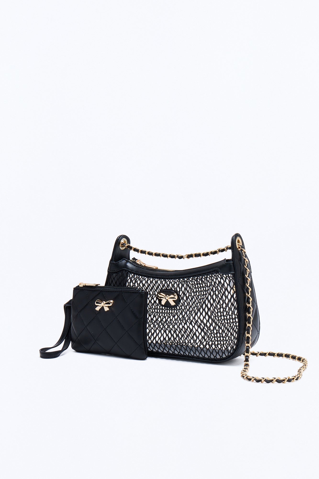 See Right Through Mesh Shoulder Bag - Black