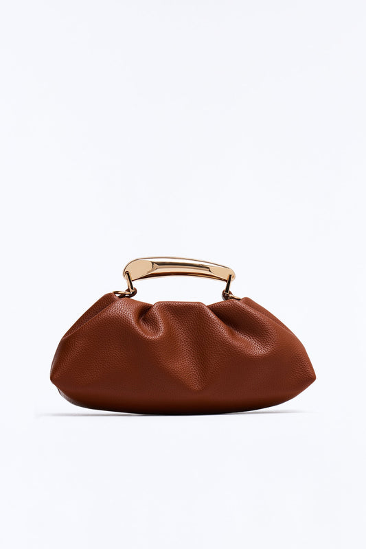 All Eyes On Faux Leather Satchel Bag - Brown