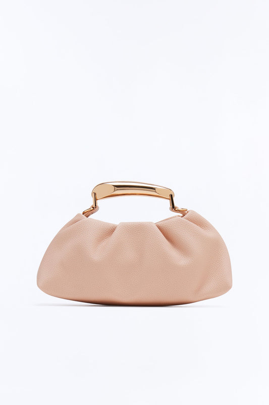 All Eyes On Faux Leather Satchel Bag - Nude