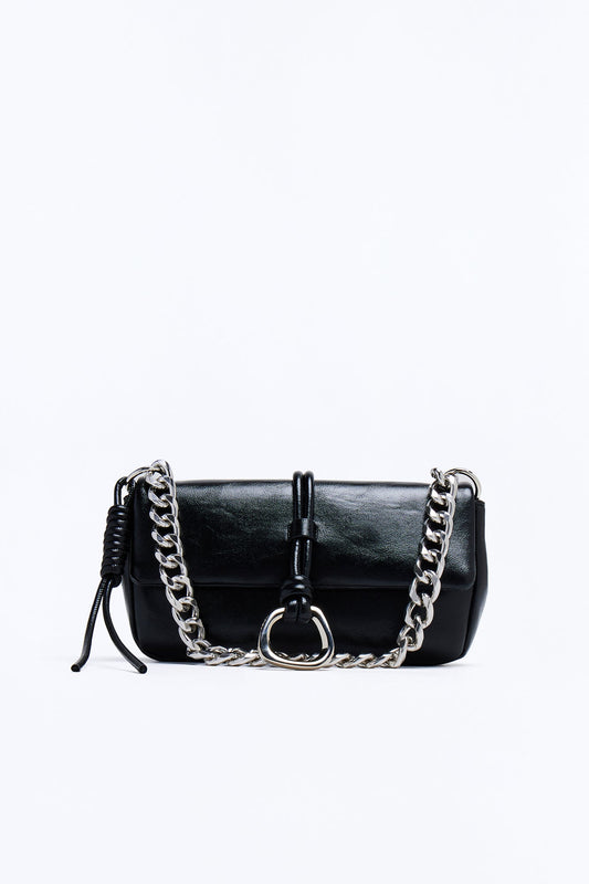 After Midnight Faux Leather Shoulder Bag - Black