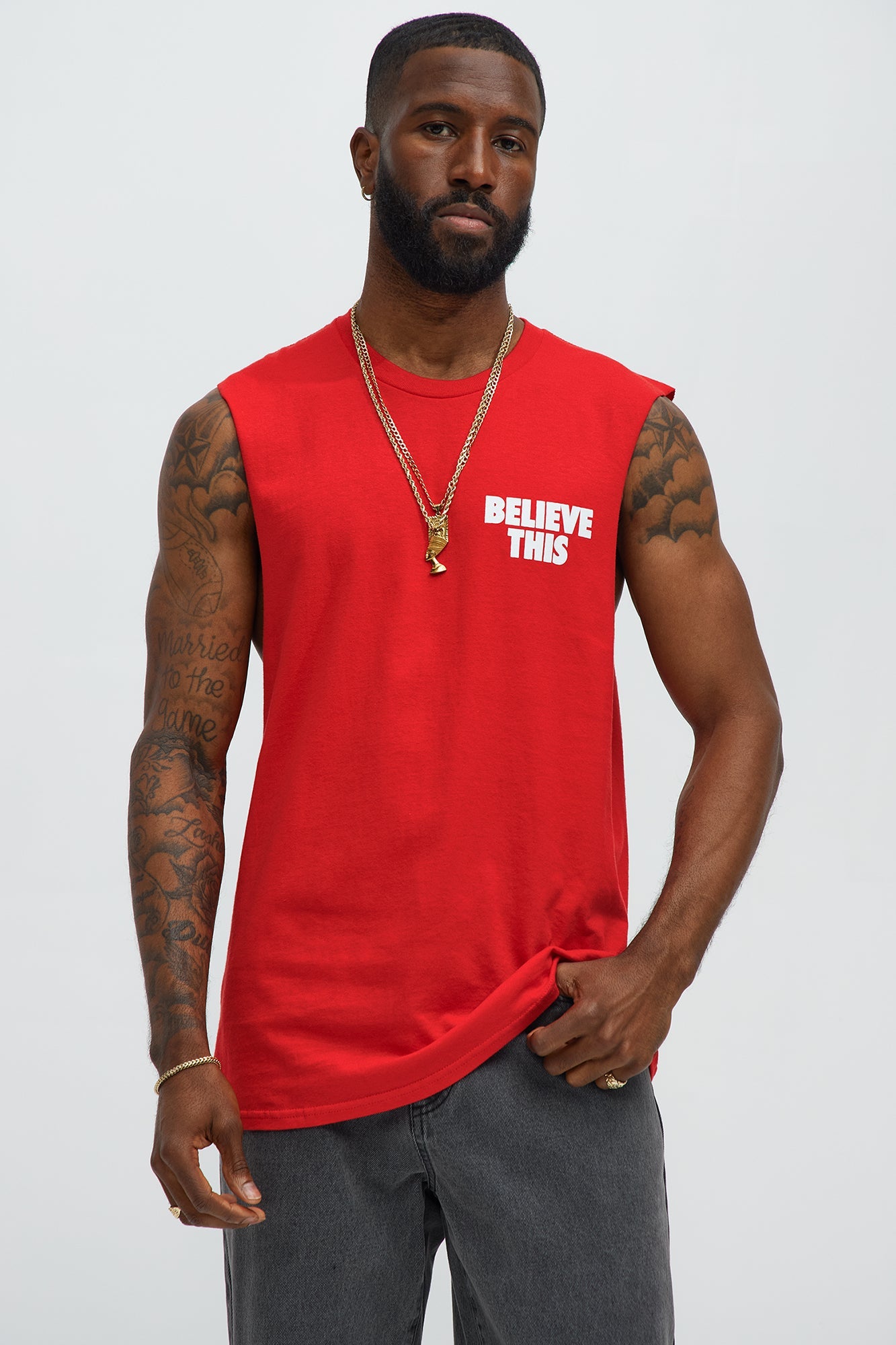 Believe This Muscle Tee - Red