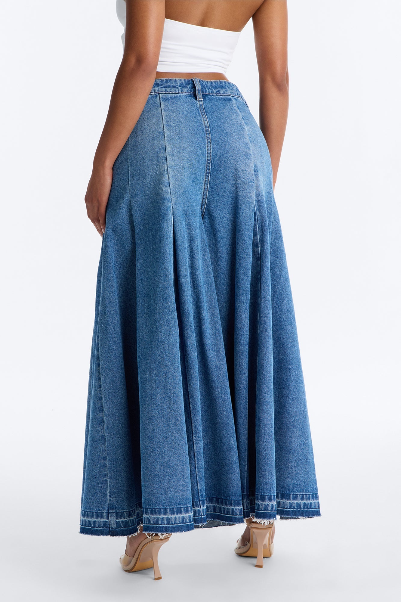 Milano Pleated Denim Culotte Jeans - Medium Wash