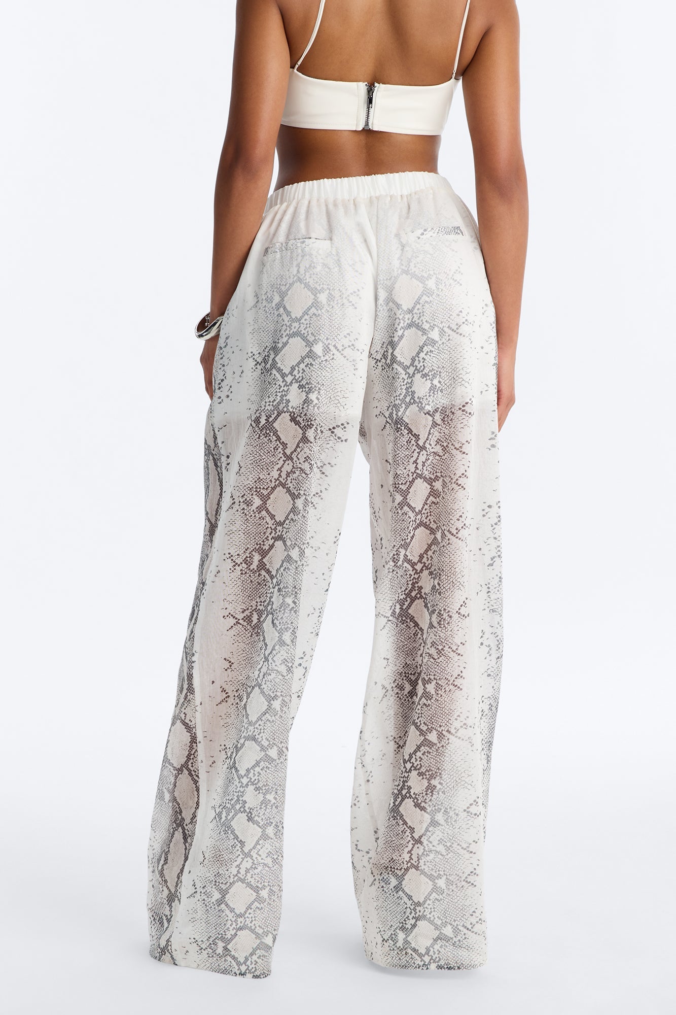 Fernanda High Rise Printed Snake Skin Linen Pants - Brown/combo