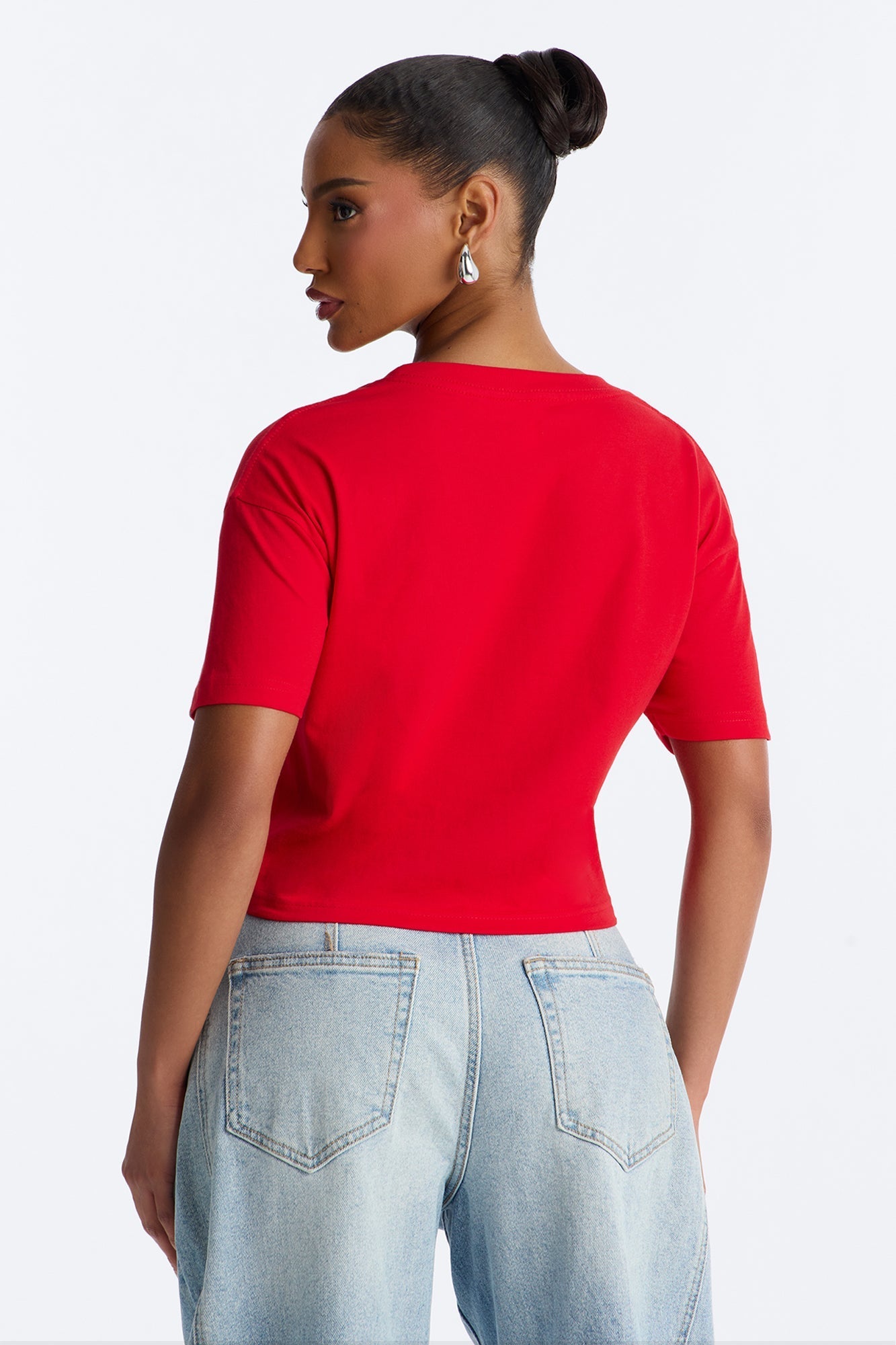 Simple And Modern Cropped Tee - Red