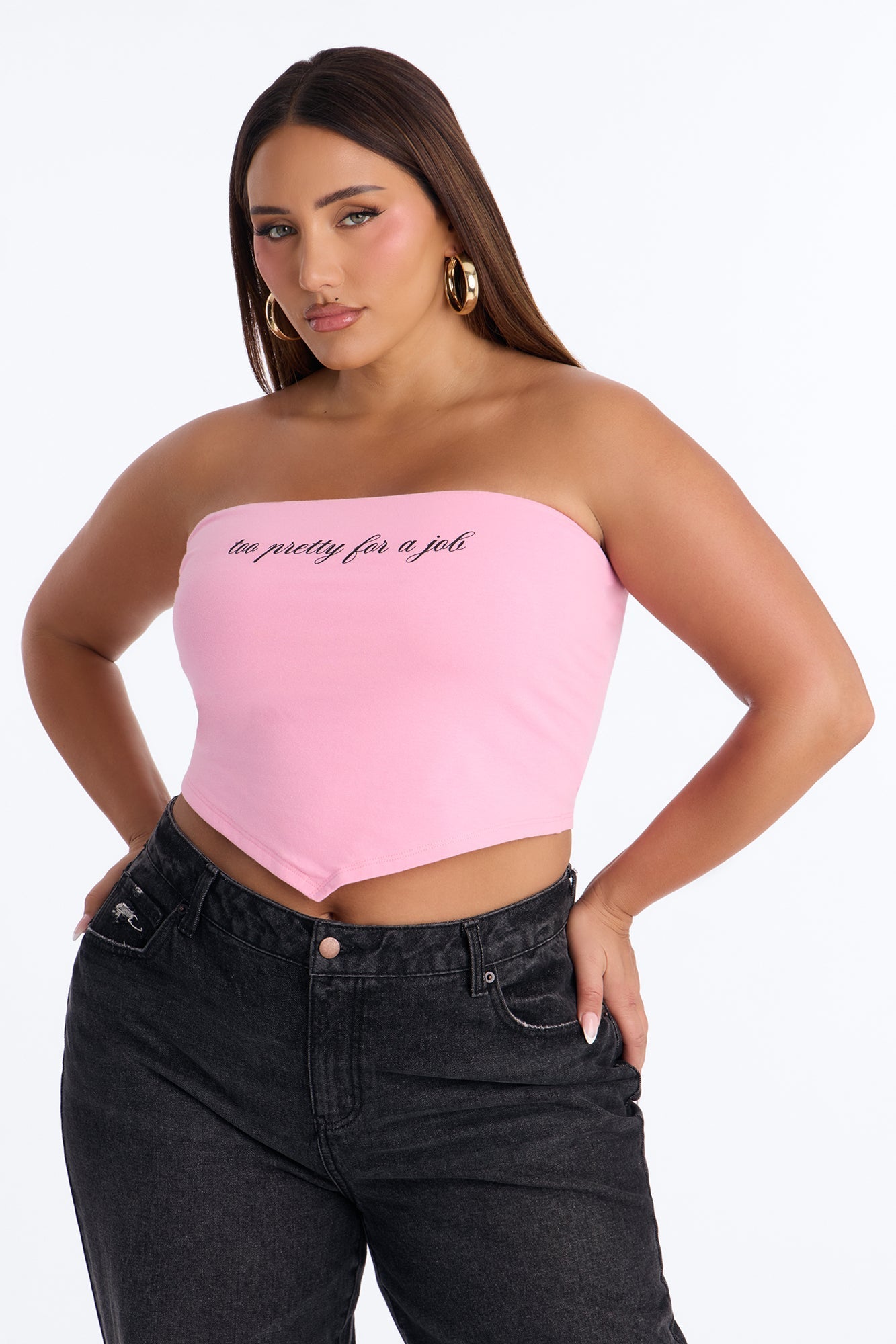 Too Pretty For A Job Tube Top - Pink