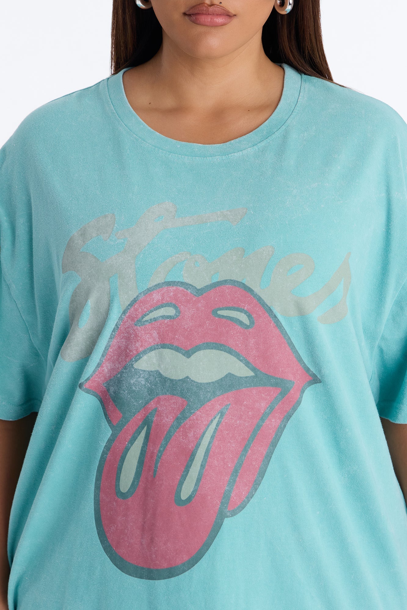 Rolling Stones Big Lips Washed Tee - Blue Wash