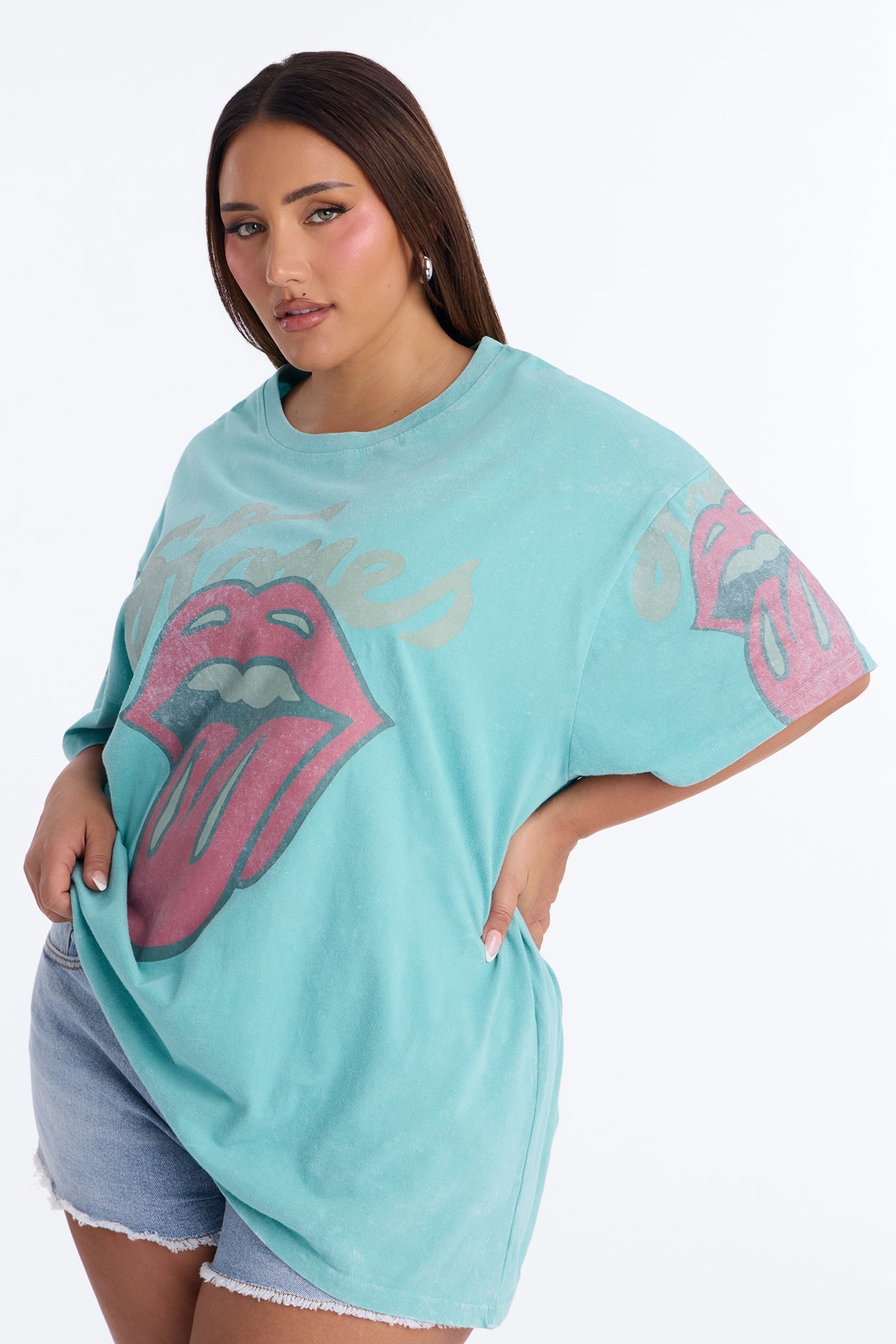 Rolling Stones Big Lips Washed Tee - Blue Wash