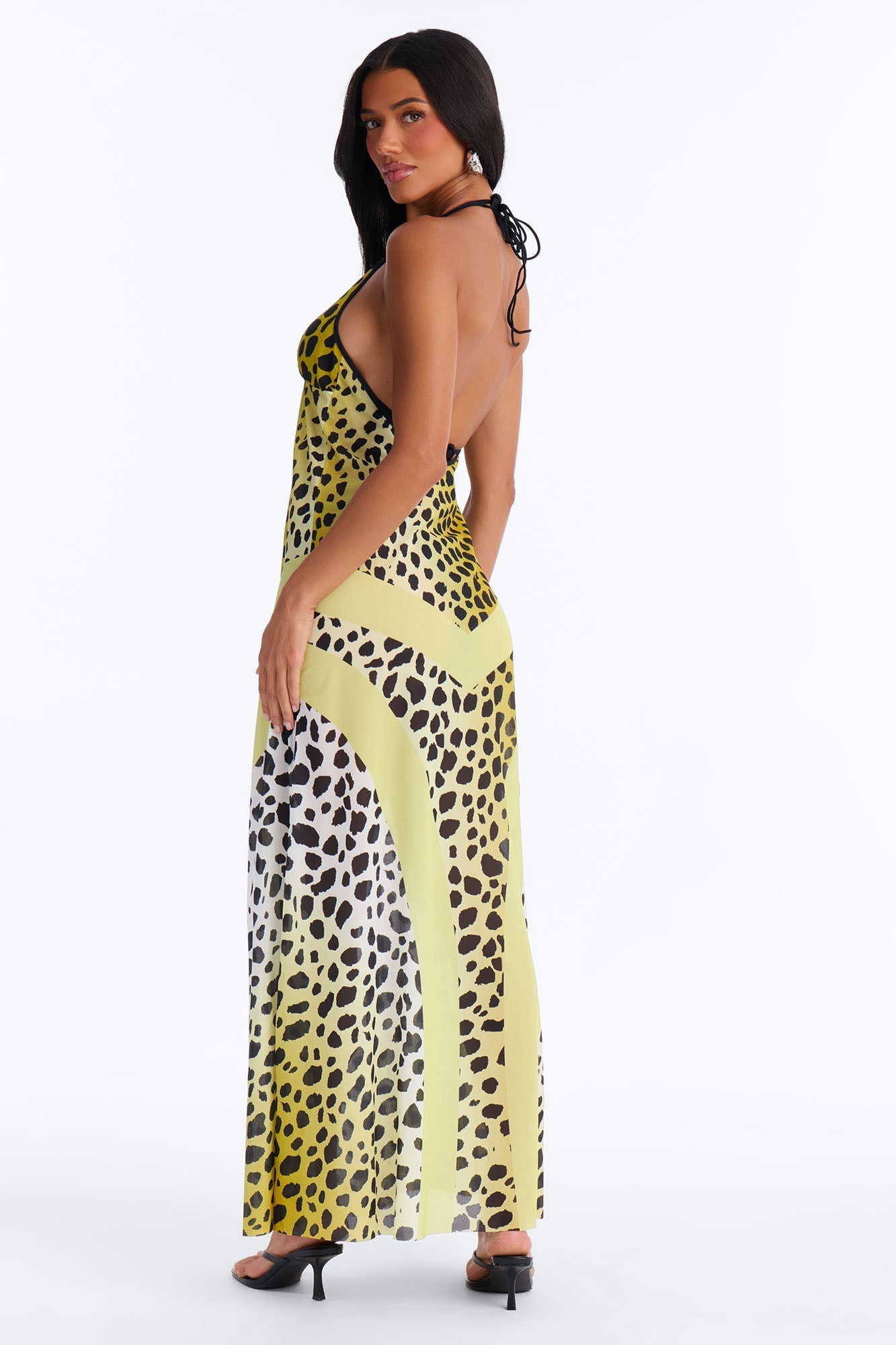 Party Princess Leopard Swim Cover Up Maxi Dress - Leopard