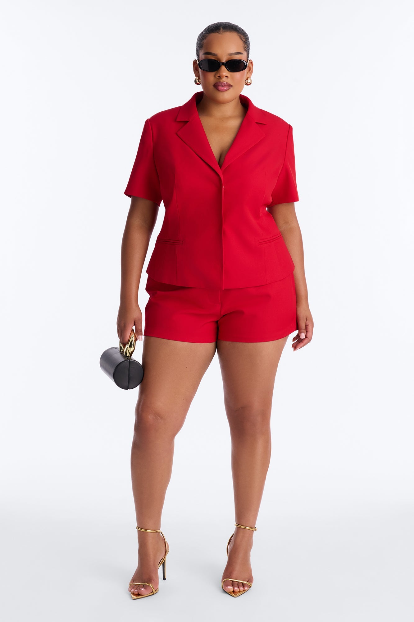 Your New Obsession Fitted Short Sleeve Blazer - Red